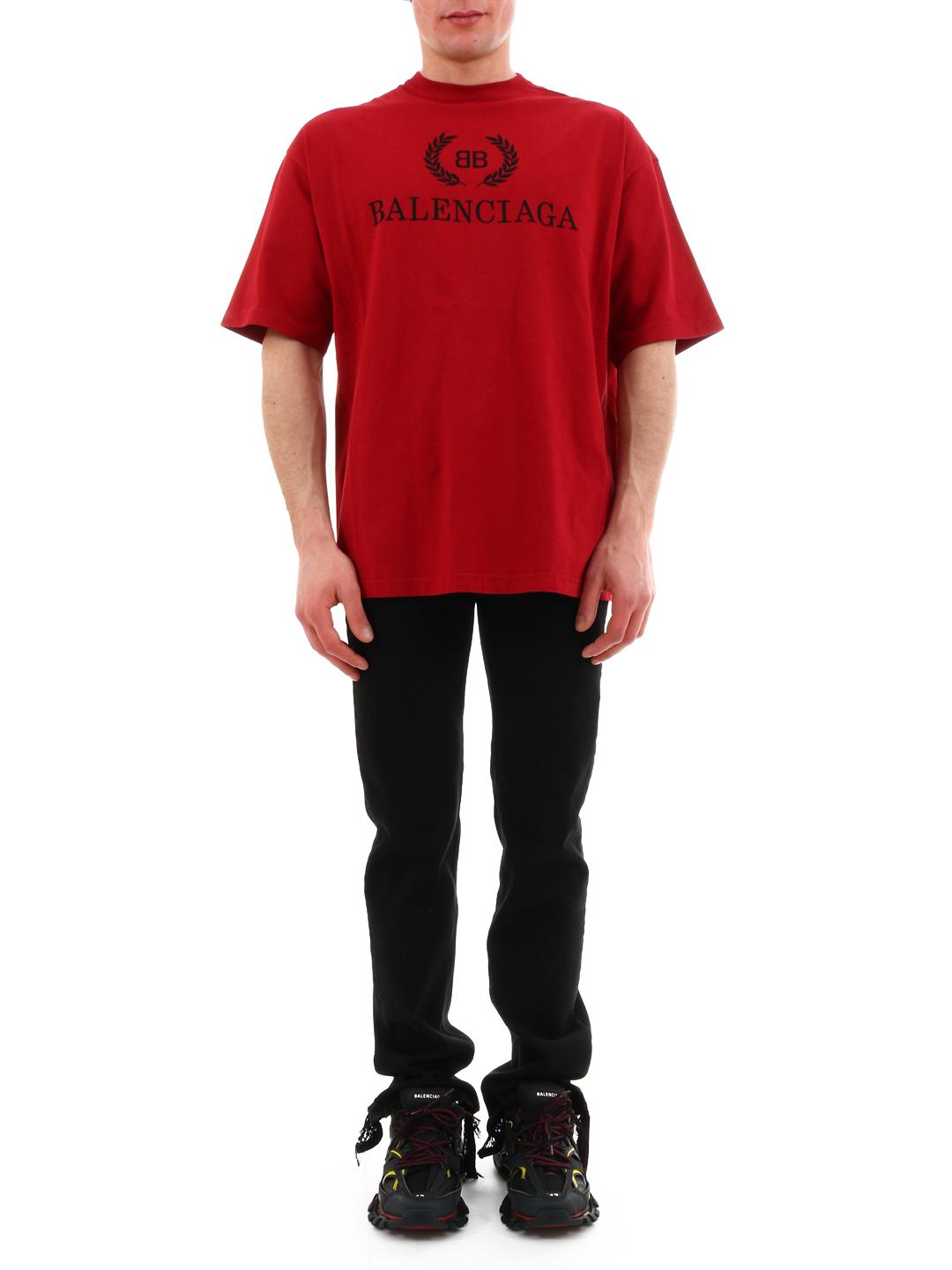 Balenciaga Cotton Men's Logo Typographic Oversized T-shirt in Red for Men -  Lyst