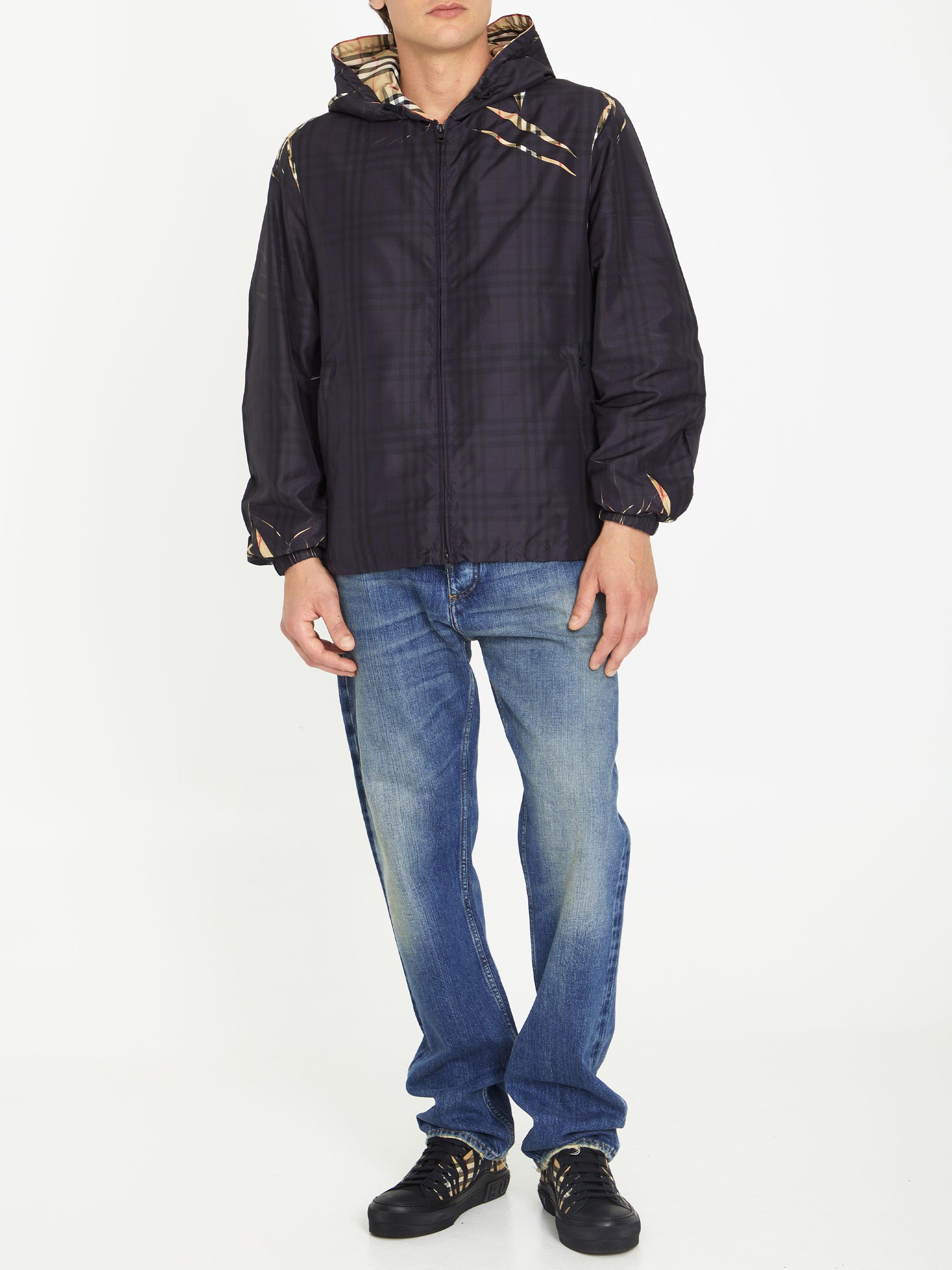 Burberry Sliced Check Jacket in Black for Men | Lyst