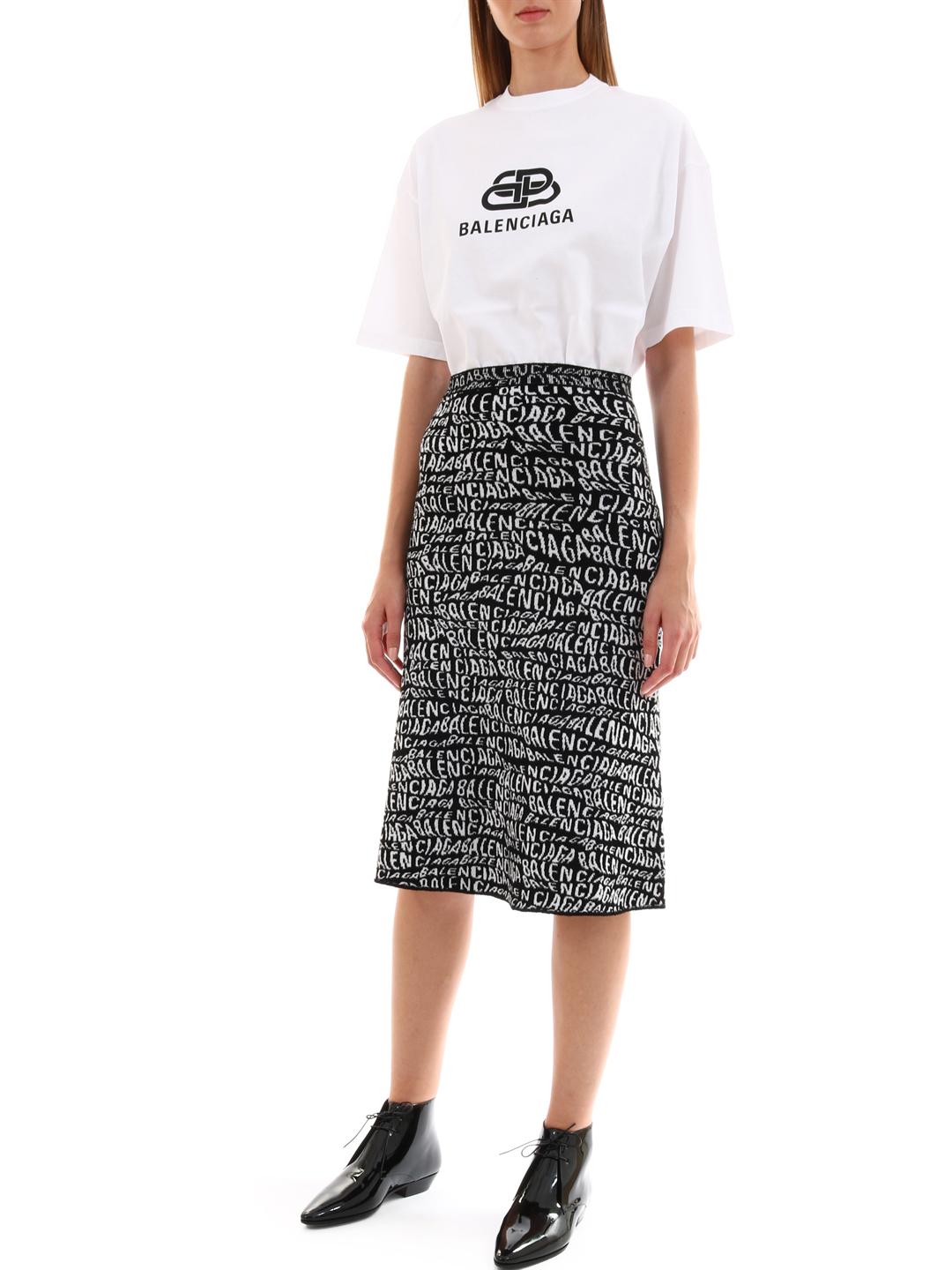Balenciaga Skirt Logo Wave in Black/White (Black) - Lyst