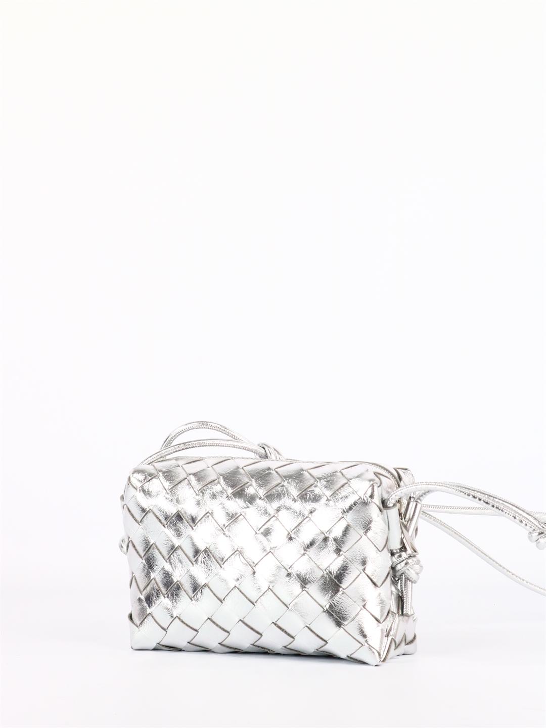 Silver Loop mini Intrecciato-leather cross-body bag, Bottega Veneta