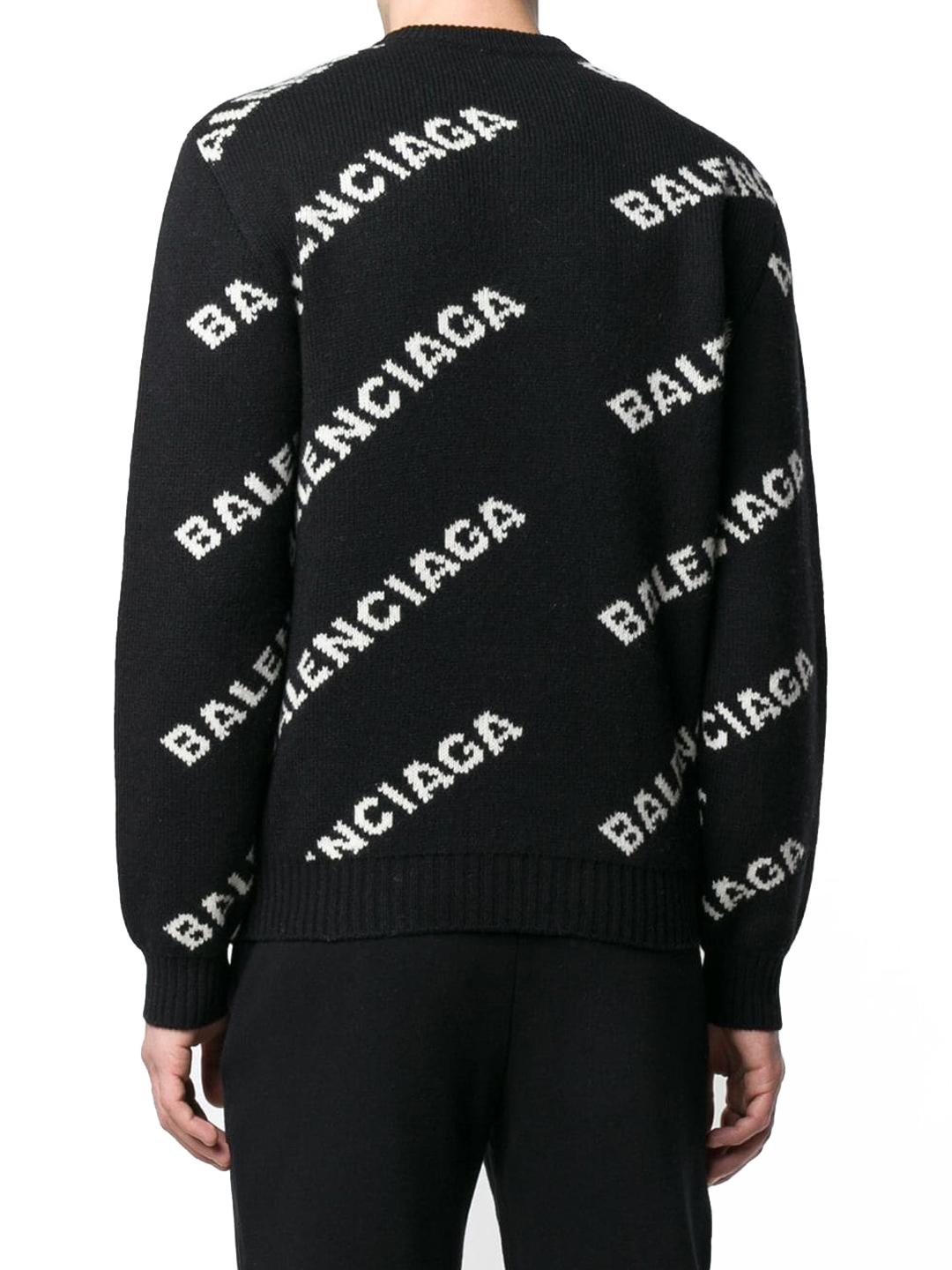 Balenciaga Wool Logo Sweater in Black for Men - Lyst