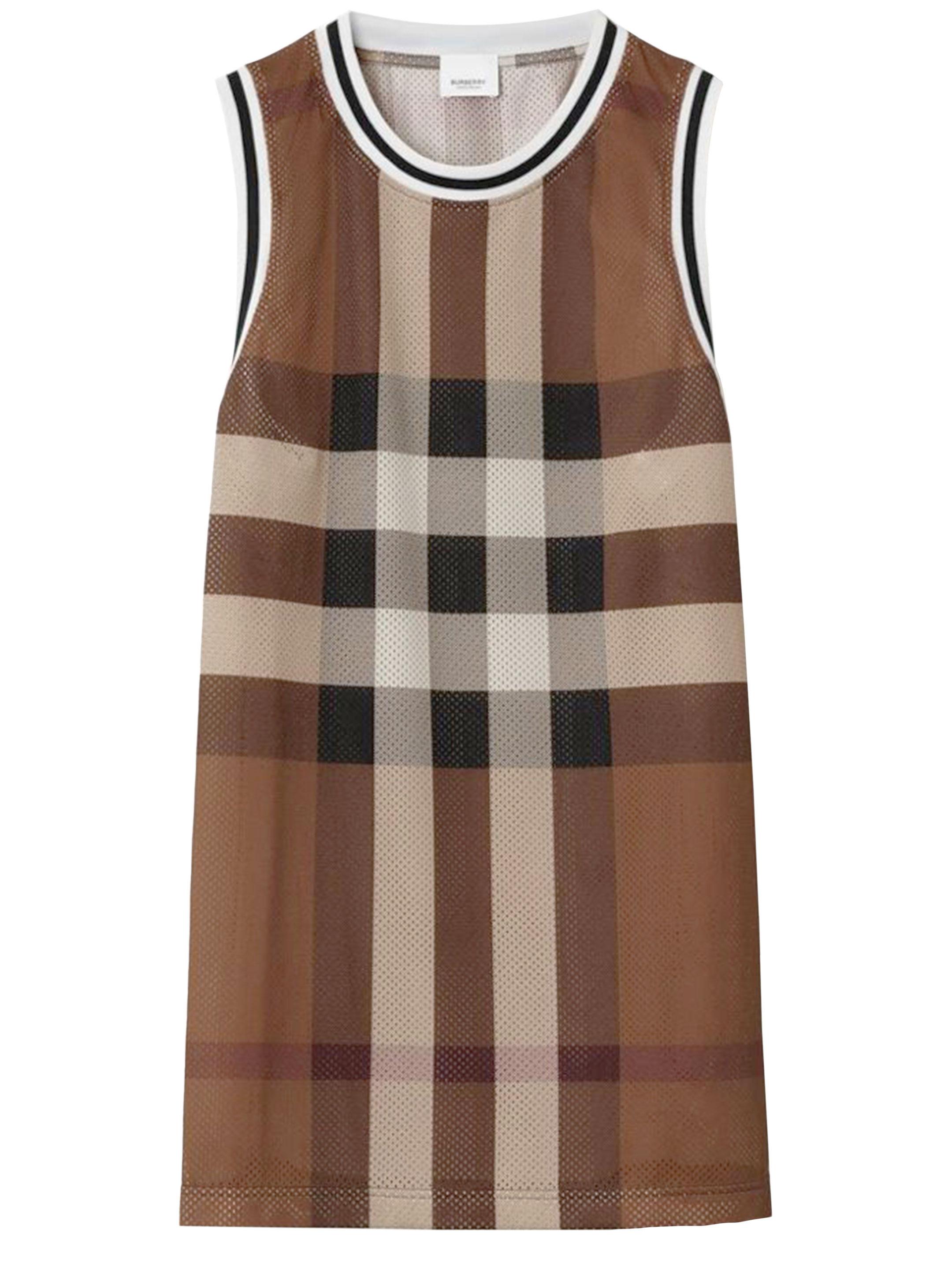 Burberry Check Mesh Tank Top in Brown for Men Lyst UK