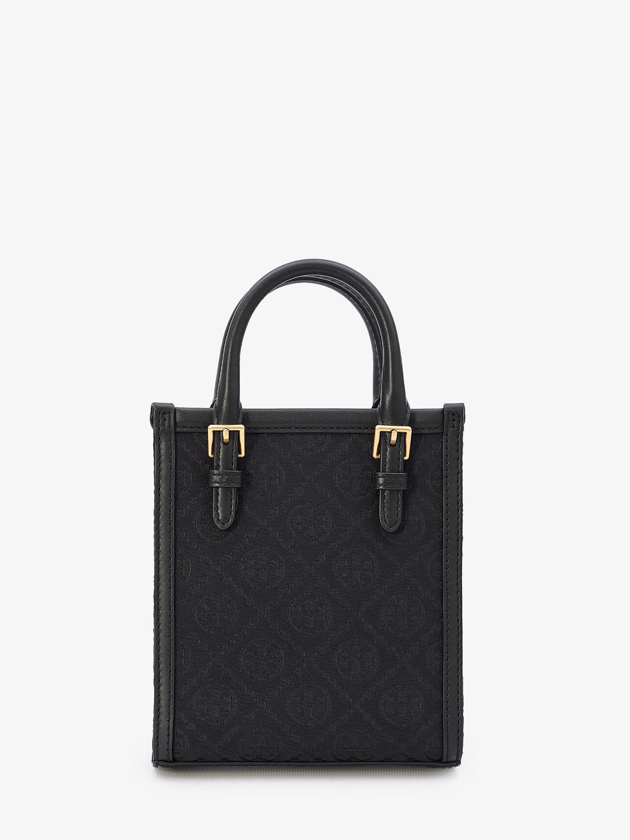 [ToryBurch]ティーモノグラム エンボスド ミニ N/S トートバッグ Tory Burch T Monogram Mini N/s Tote Bag in Black | Lyst