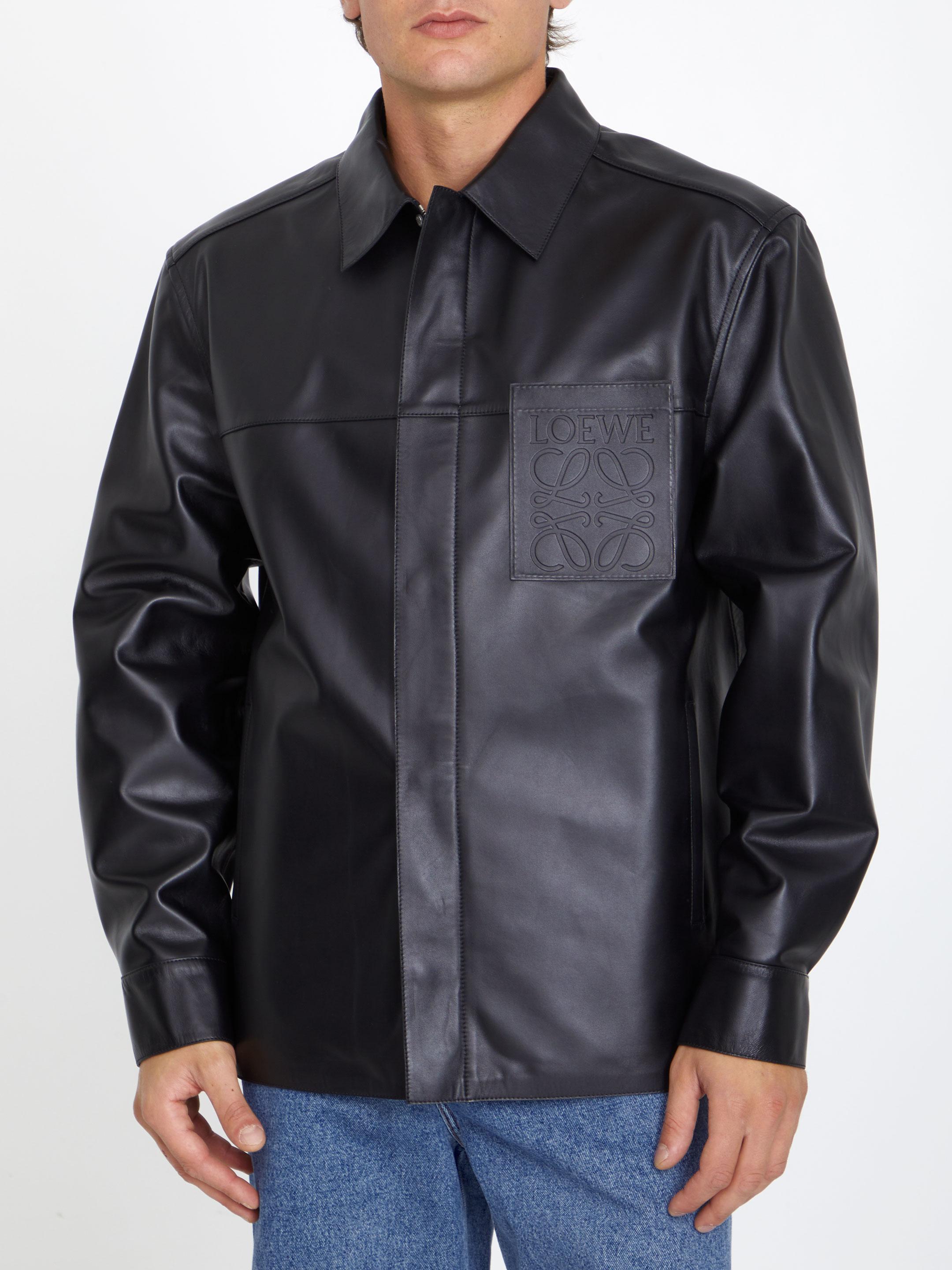 Loewe Leather Jacket in Black for Men | Lyst
