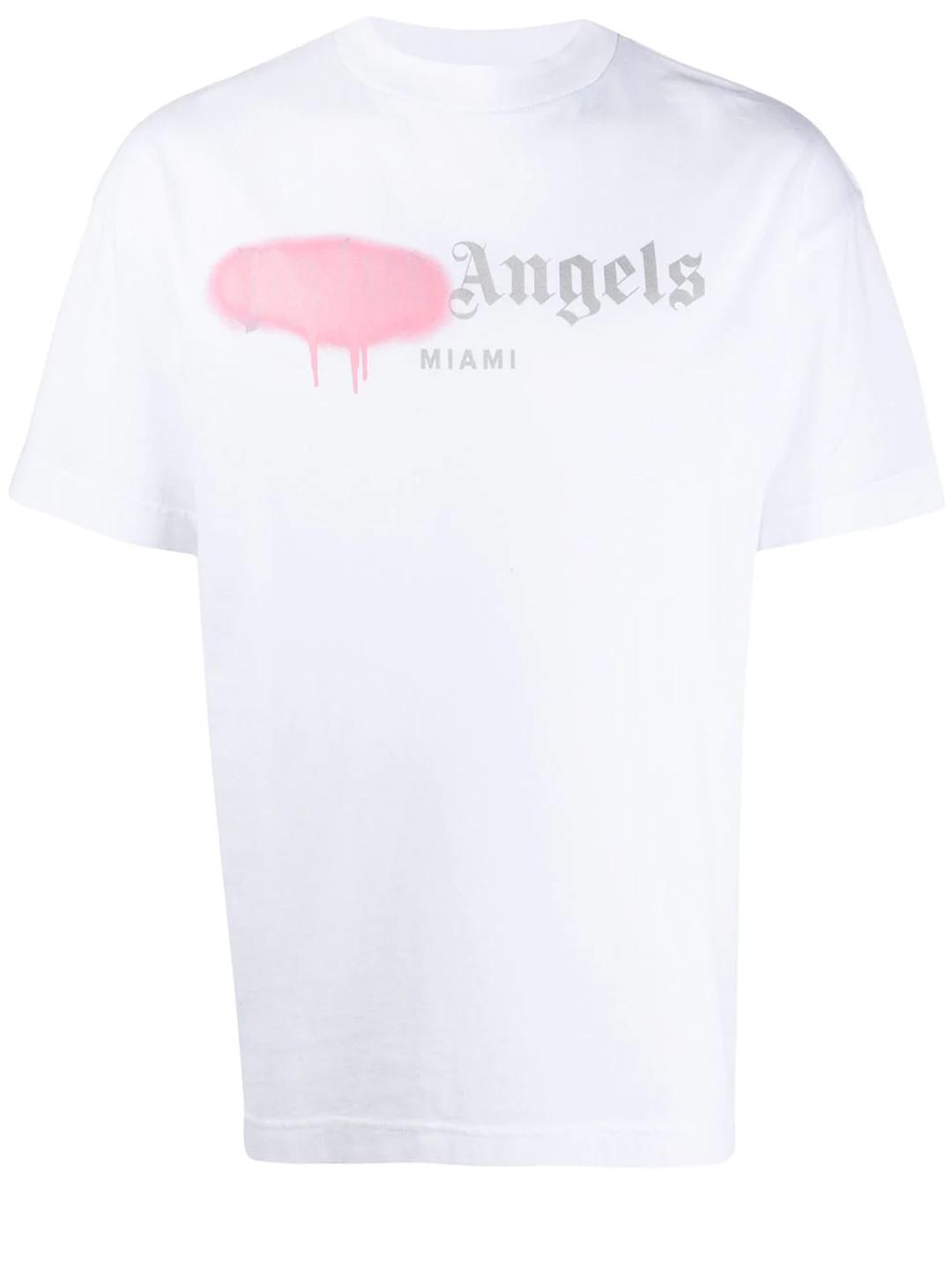 Palm Angels Pink Spray Paint Miami T-shirt in White for Men | Lyst