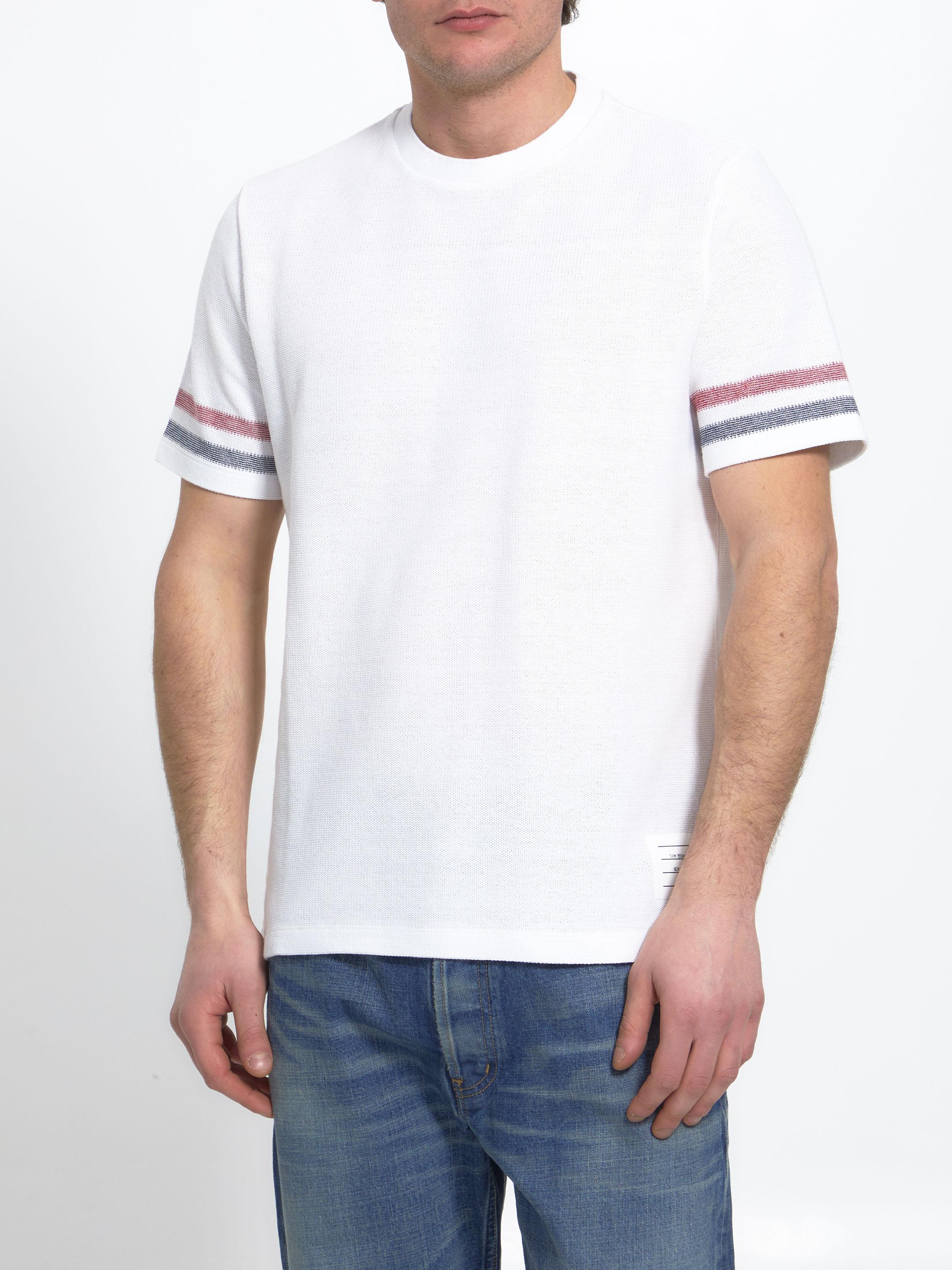 Thom Browne Textured Cotton T-shirt in White for Men | Lyst