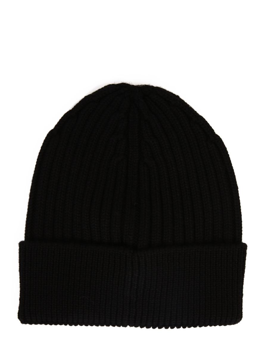 Moncler Grenoble Logo Virgin Wool Beanie Hat in Black for Men - Lyst