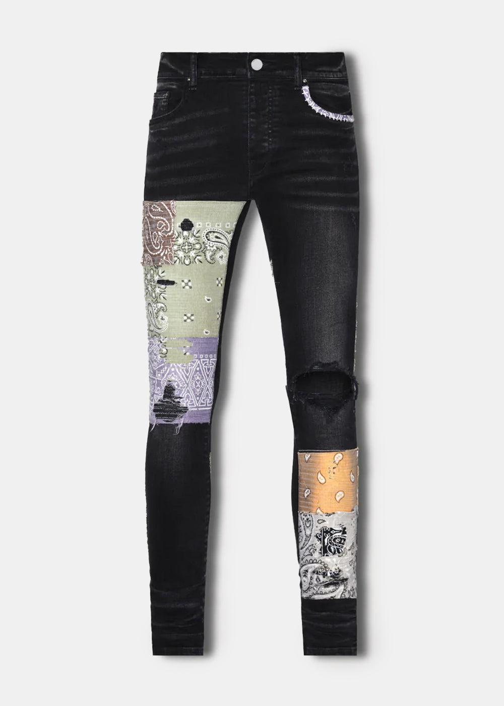 Amiri Bandana Art Patch Jeans in Black for Men Lyst