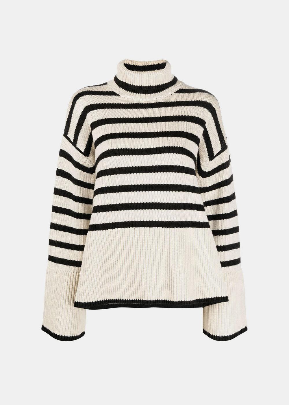 Totême Beige Signature Triped Turtleneck Jumper Lyst