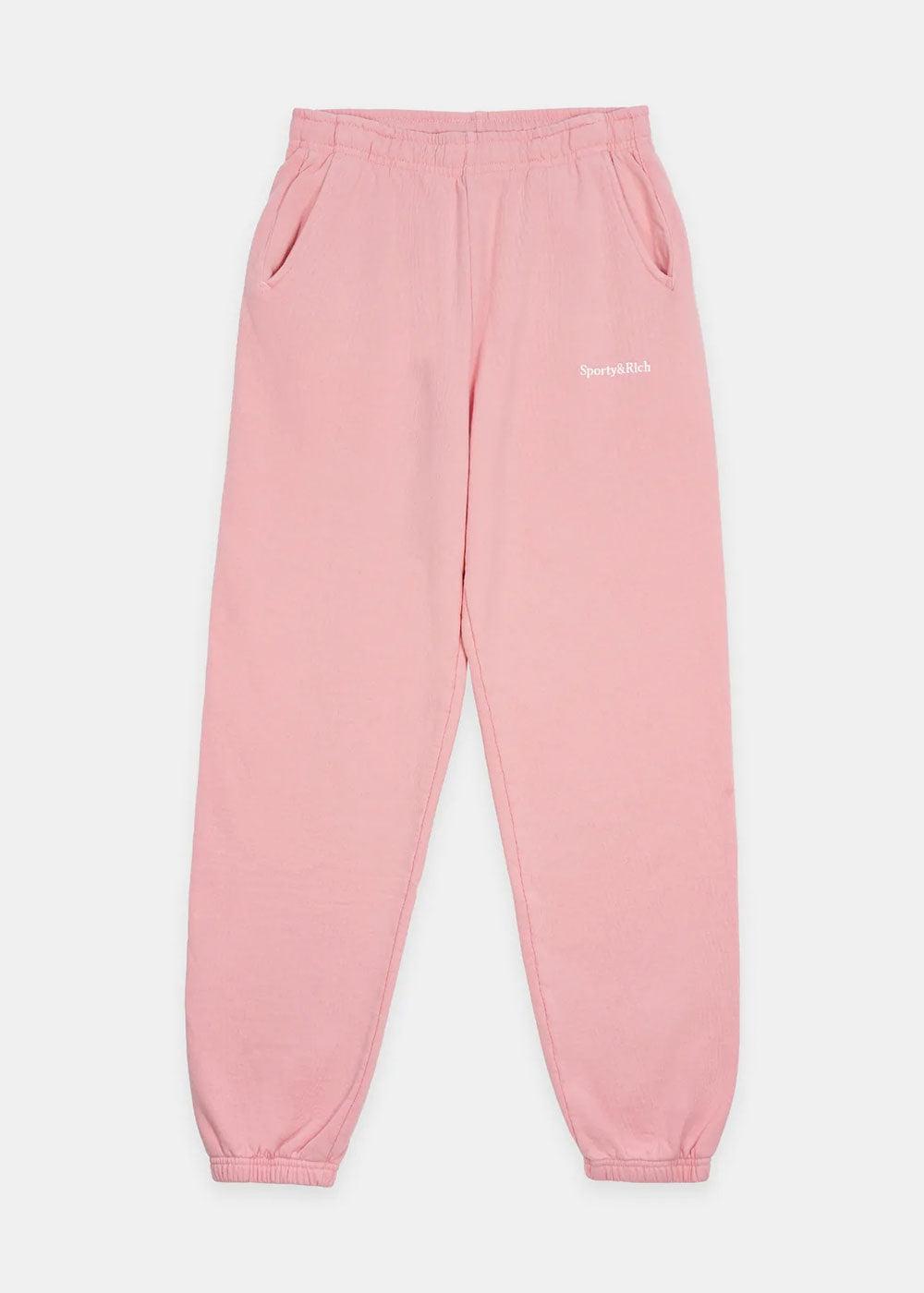 Sporty & Rich Rose Serif Logo Embroidered Sweatpants in Pink | Lyst