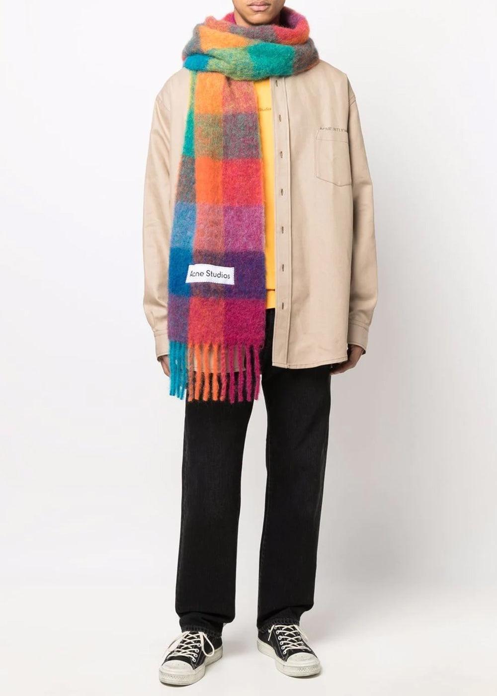 Mens Scarves and mufflers Acne Studios Scarves and mufflers Acne Studios Pink Mohair Check Scarf for Men 