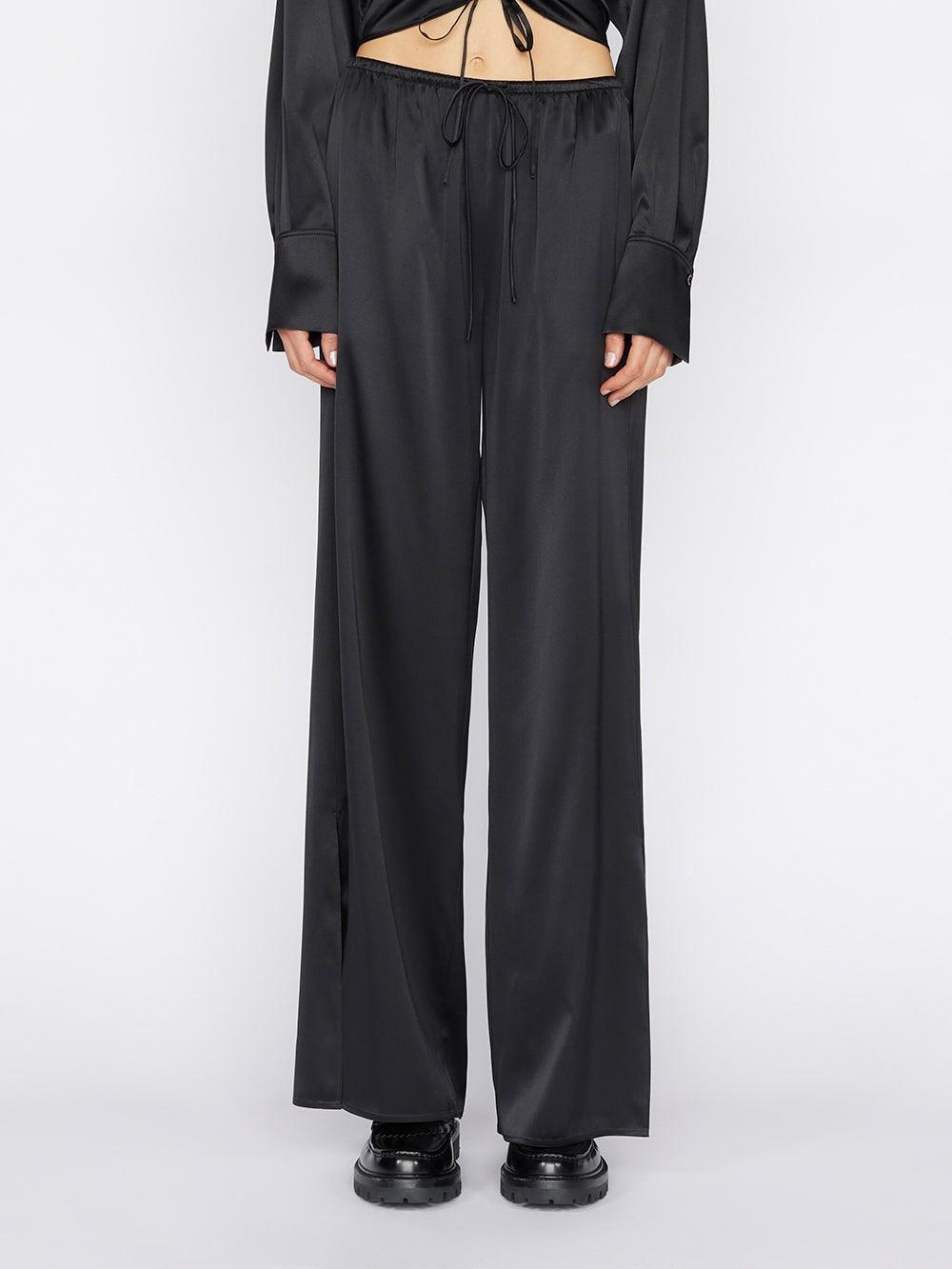 FRAME Cinched Silk Pant in Black | Lyst