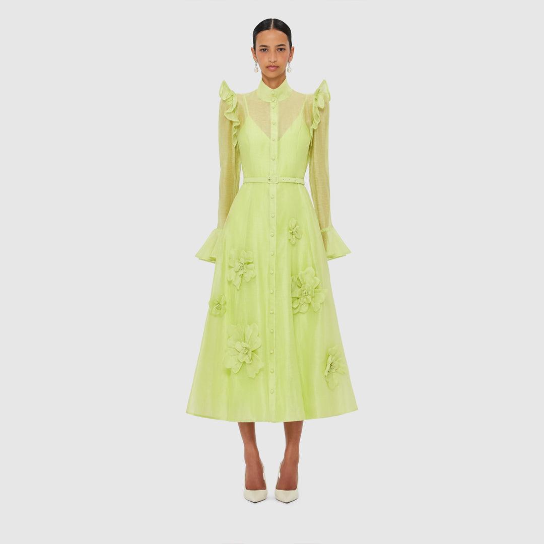 silk midi dress floral Celeste Satin Midi Dress