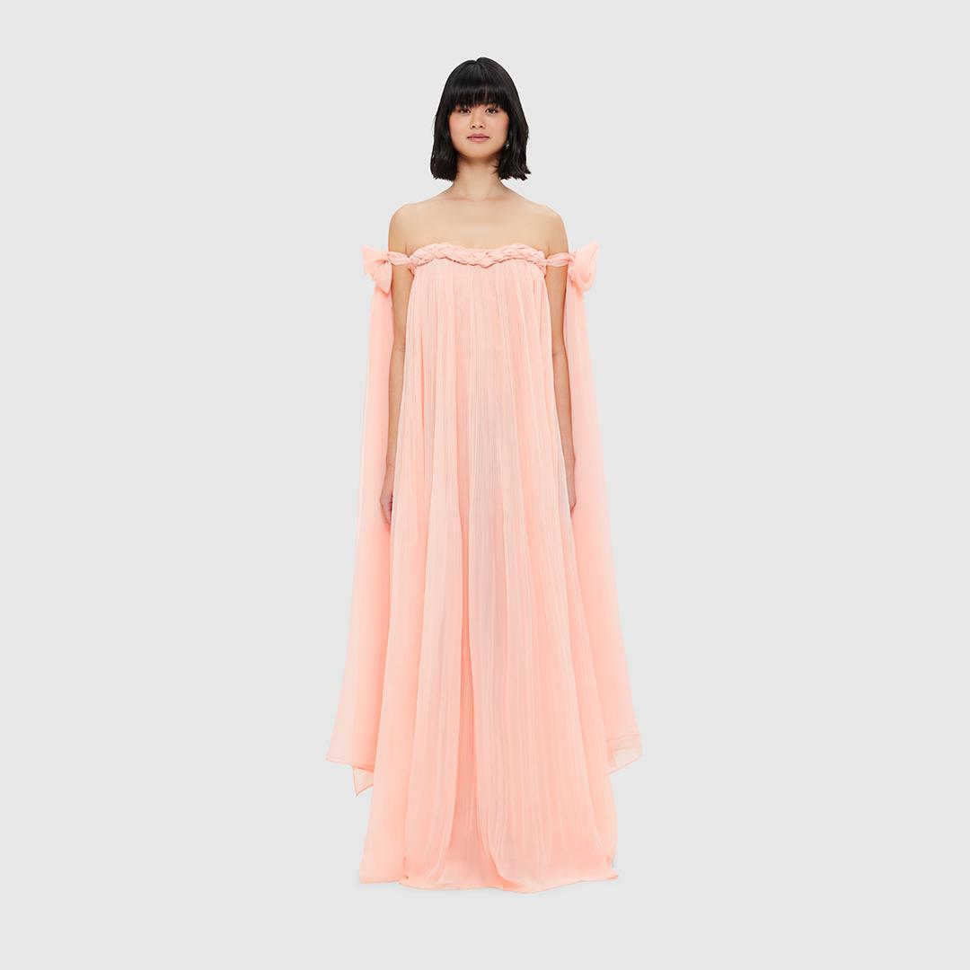 LEO LIN Camilla Draped Floor Length Dress in Pink | Lyst LEO LIN Camilla Draped Floor Length Dress in Pink | Lyst