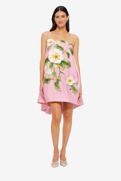leo lin felicia dress LEO LIN Felicia Appliqu Floral Mini Dress in Pink
