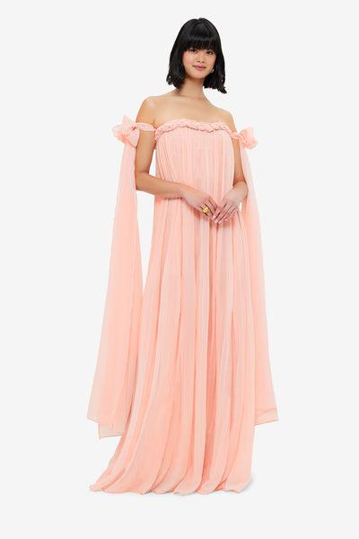 LEO LIN Camilla Draped Floor Length Dress in Pink | Lyst LEO LIN Camilla Draped Floor Length Dress in Pink | Lyst