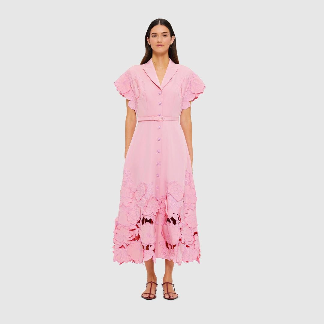 knee length dresses for ladies Leo Lin Briana V Neck Mini Dress - Flamingo