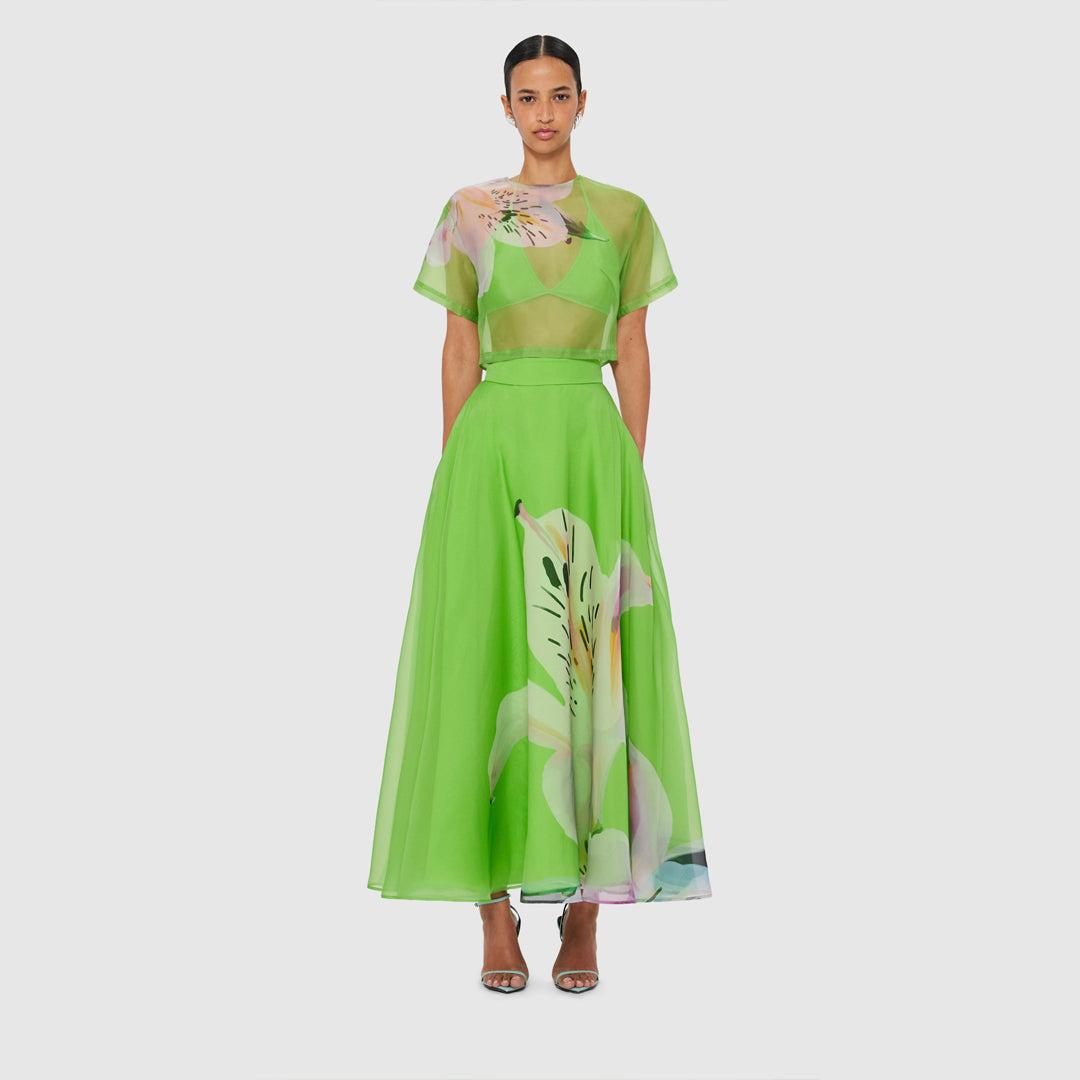 LEO LIN Valeria Maxi Skirt in Green | Lyst