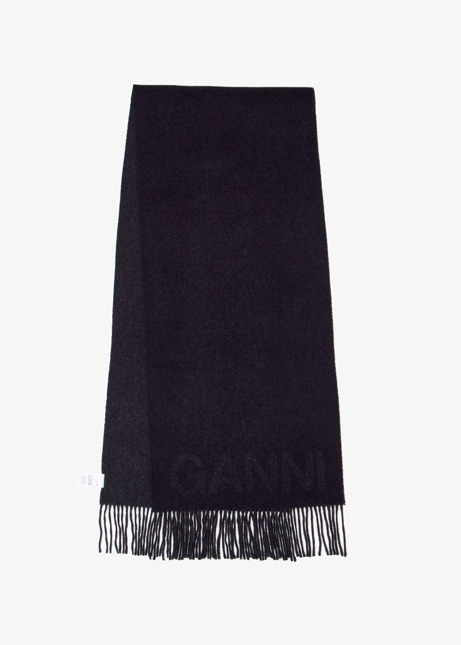 スカーフ Narrow Please Scarf - Ganni - Wool - Black Ganni | Fringed Scarf | Scarves | Cruise Fashion