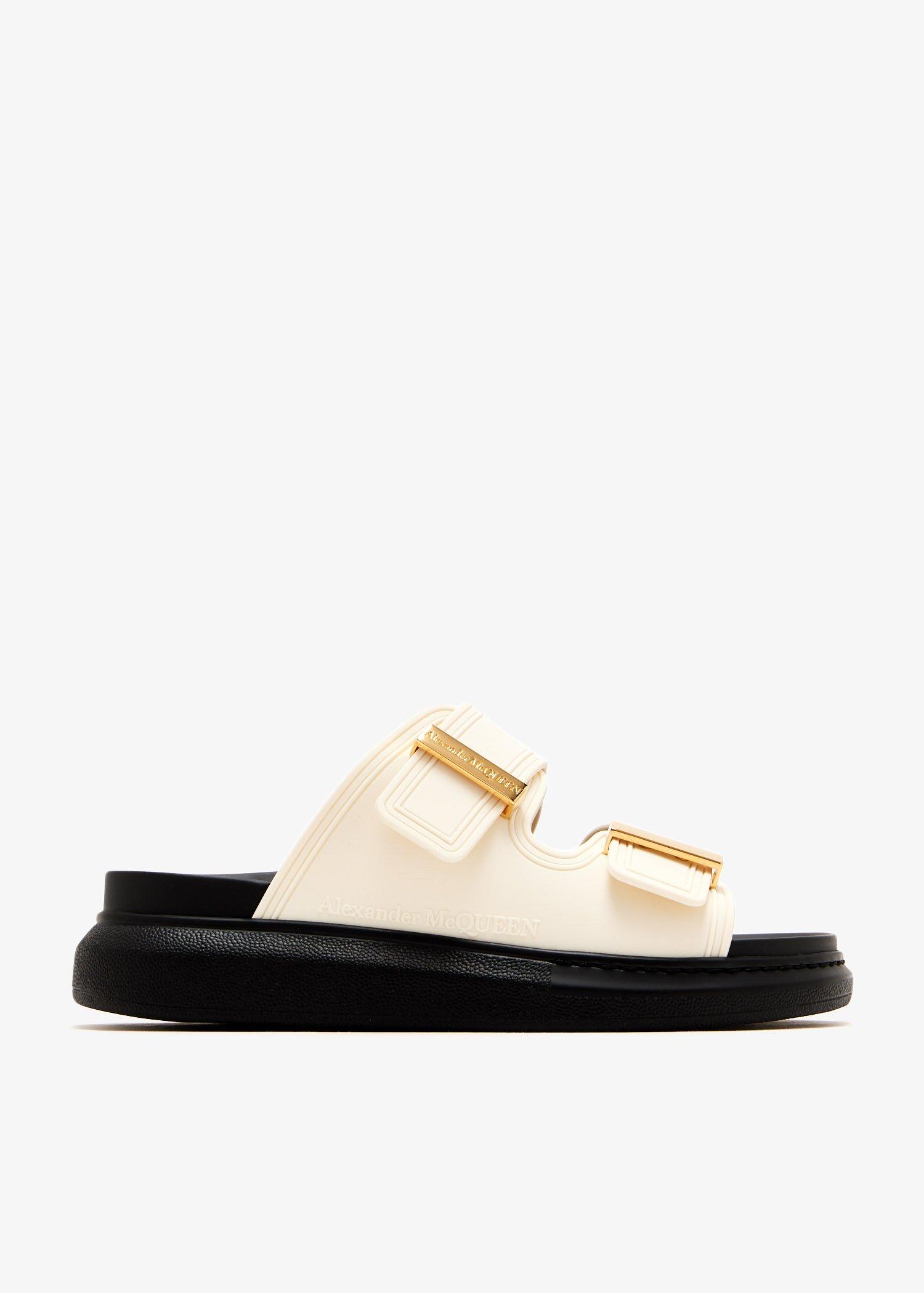 Alexander Mcqueen FLAT LEATHER SLIDE SANDAL【関税送料込】 McQueen Rubber Double-Strap Slides | Saks Fifth Avenue