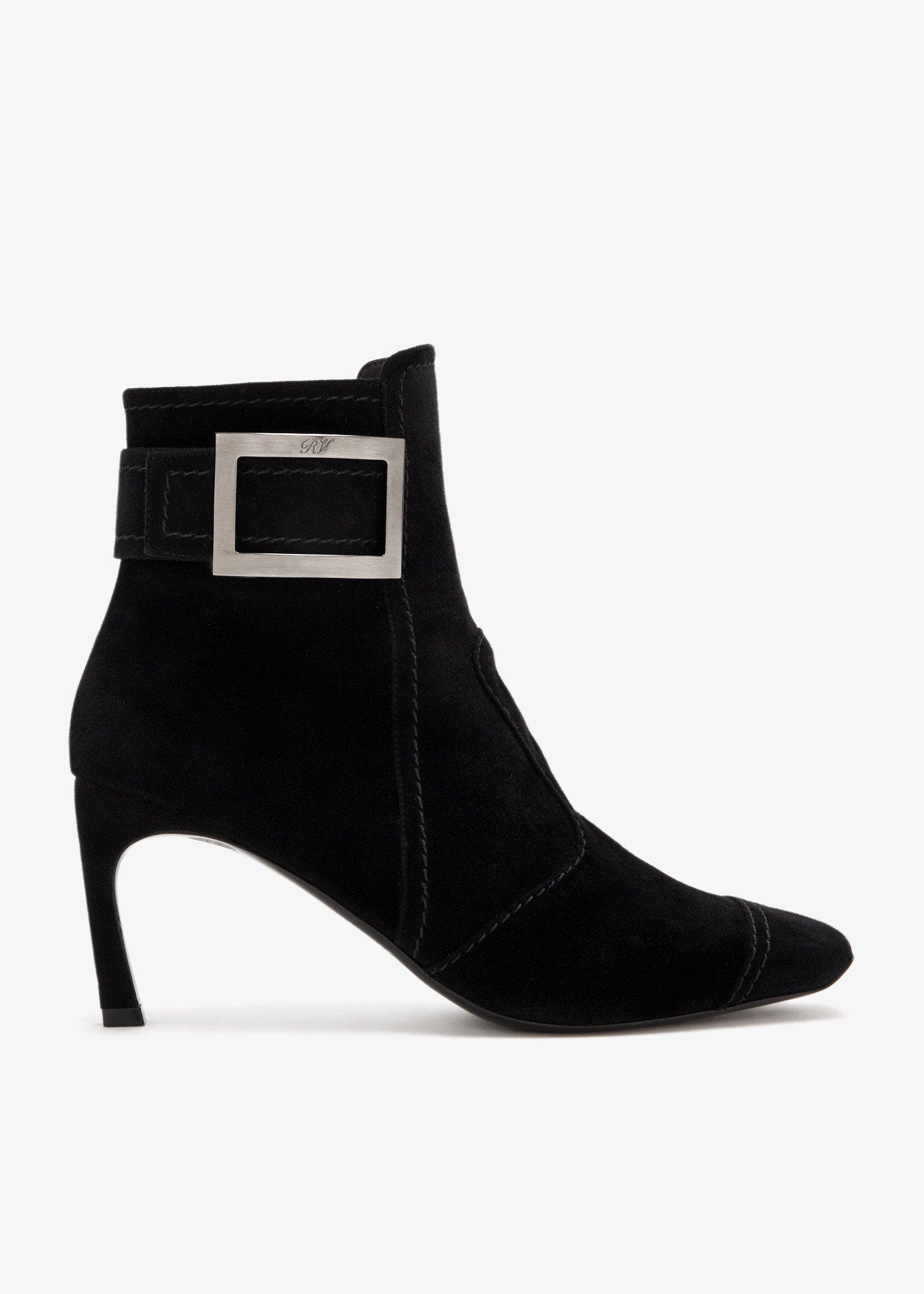 シューズ・サンダルその他 ROGER VIVIER Black Trompette suede ankle boot Belle Vivier Chelsea Booties in suede Black Woman