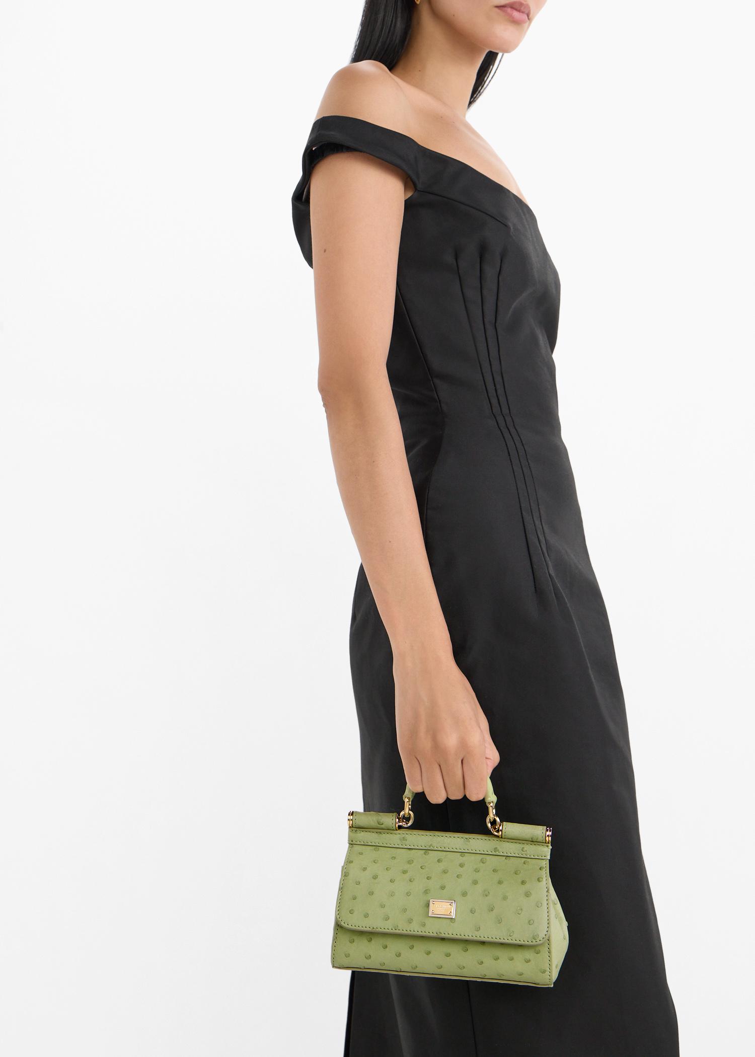 Dolce & Gabbana Small Sicily Ostrich Leather Bag in Green | Lyst