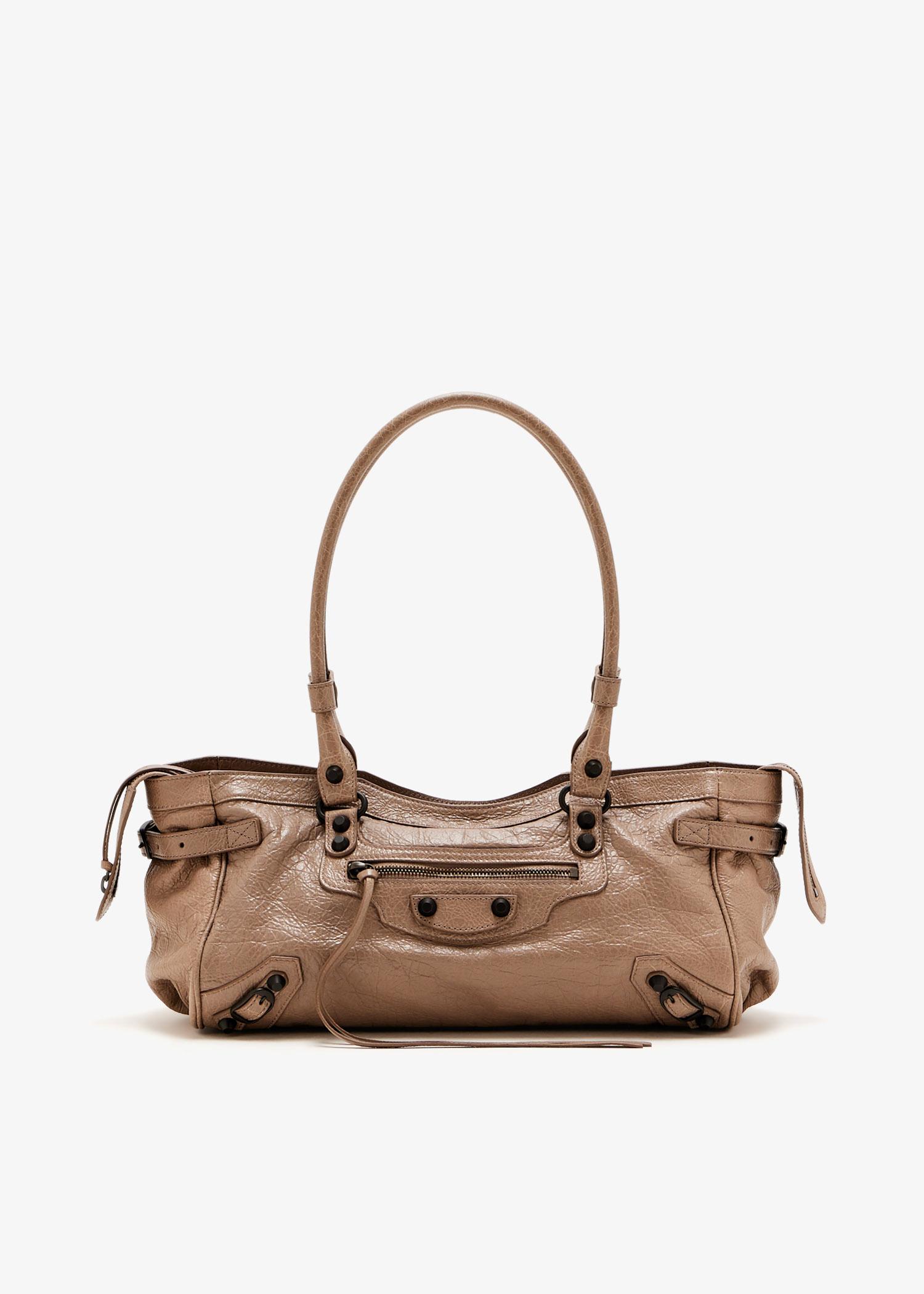 【送料&関税込】Balenciaga Lady Flap Shoulder Bag In Taupe L Balenciaga Lady Flap Shoulder Bag In Taupe Leather | italist