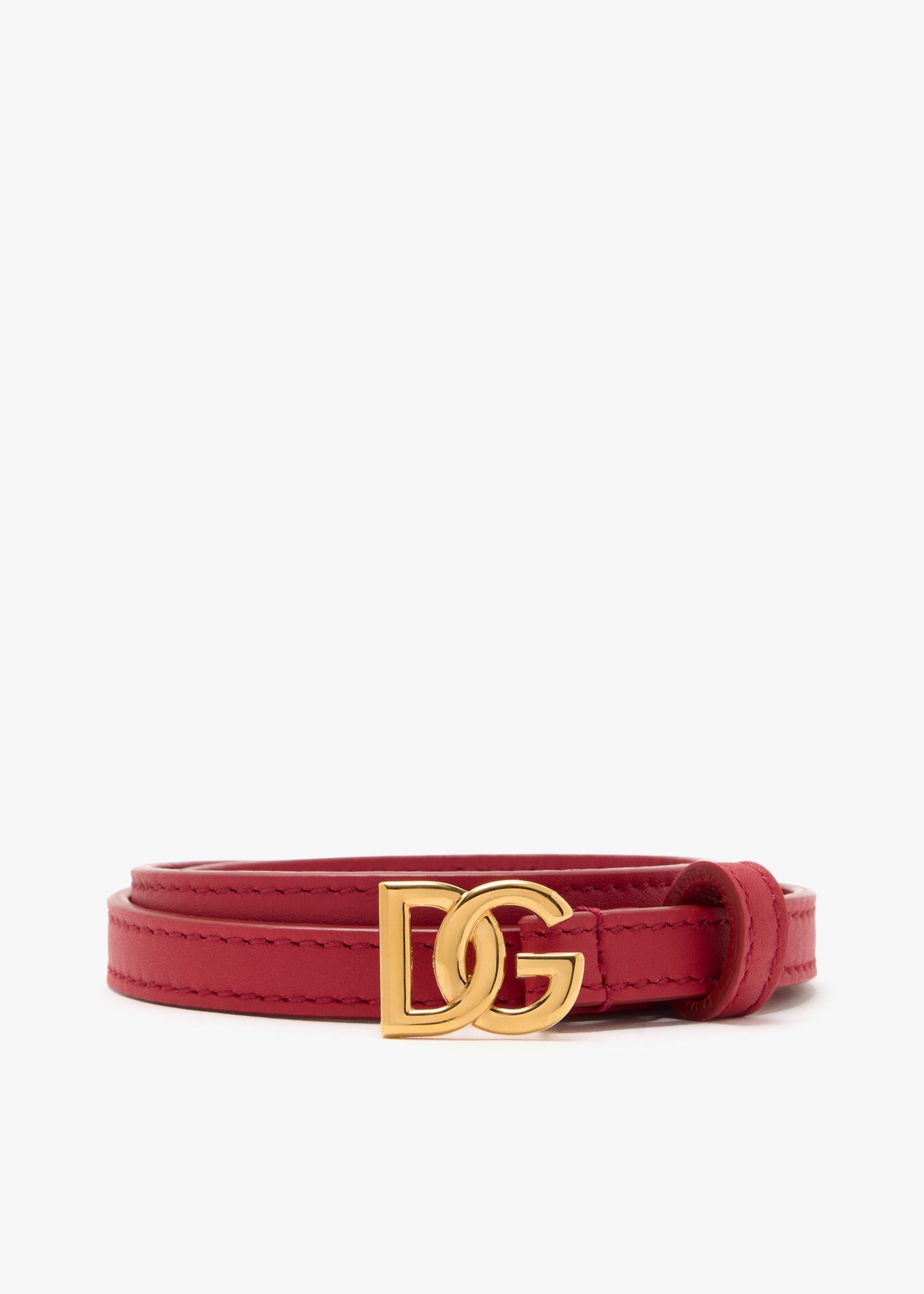 Dolce & Gabbana Red Calfskin Leather Gold Buckle Belt Strap Women\'s Bracelet docle-gabbana-cinturon-  main image 4