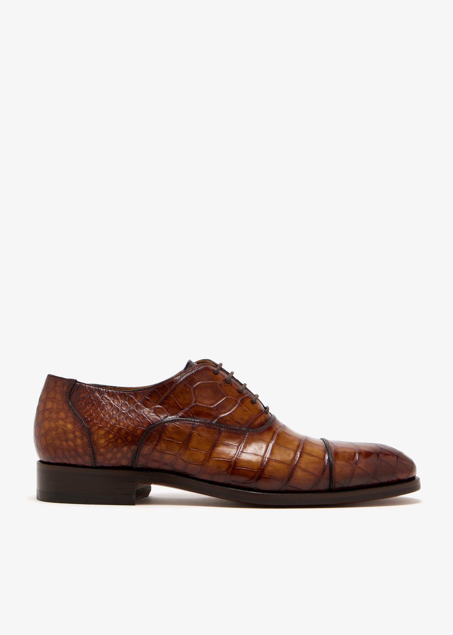 Magnanni Neiman Marcus Leather Crocodile Oxford Medallion Toe Shoes Size 12 Luis Men main image 2