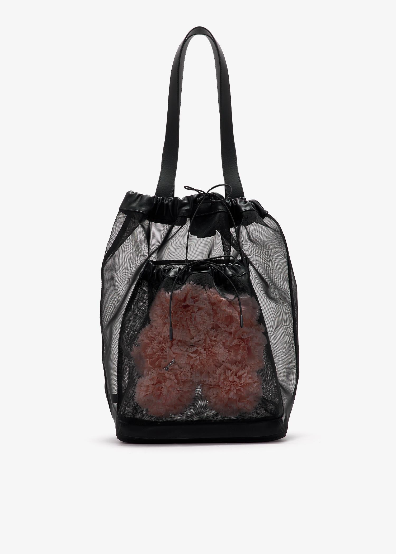Simone Rocha Sheer Stuffed Carnation Pocket Tote Bag in