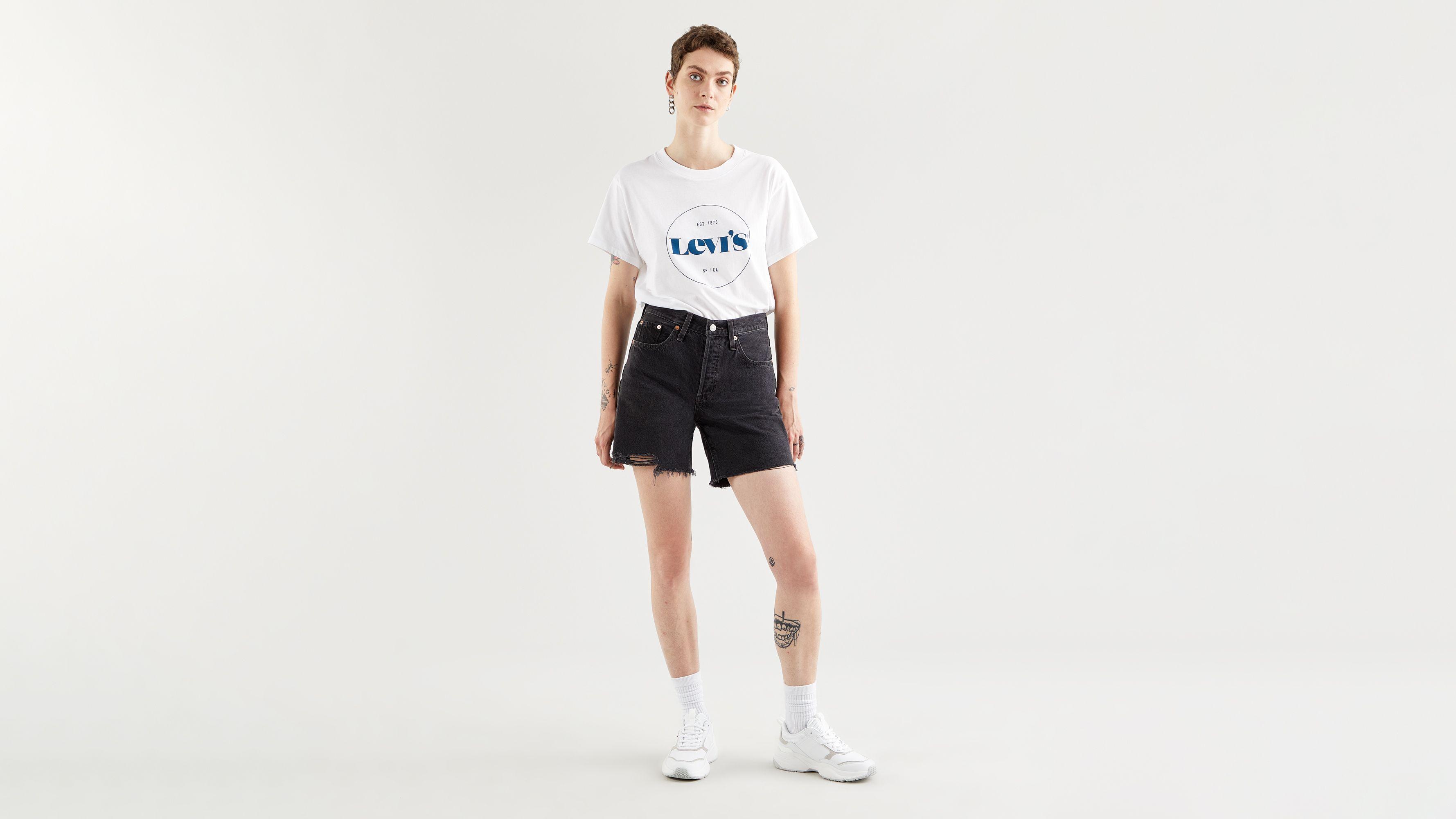 levi's black mid thigh shorts