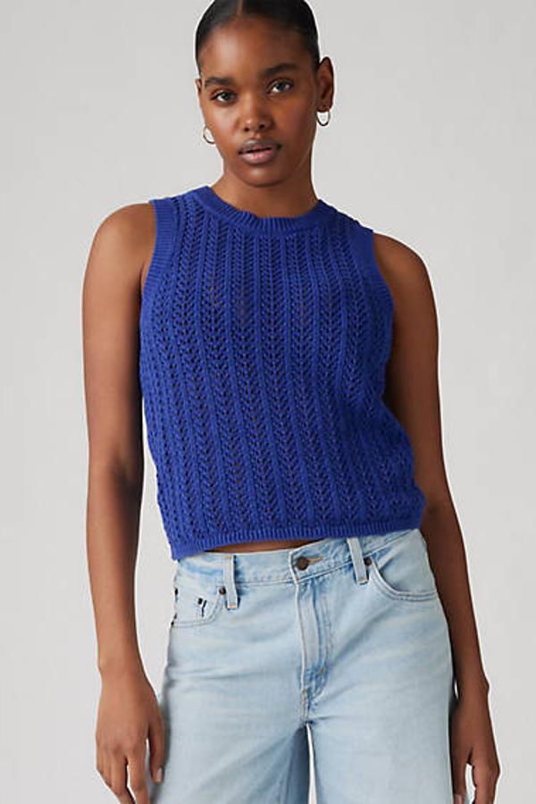 Levi's Damen Vacationer Tanktop – Gerippt, Mit Knopfleiste, Schmale Passform