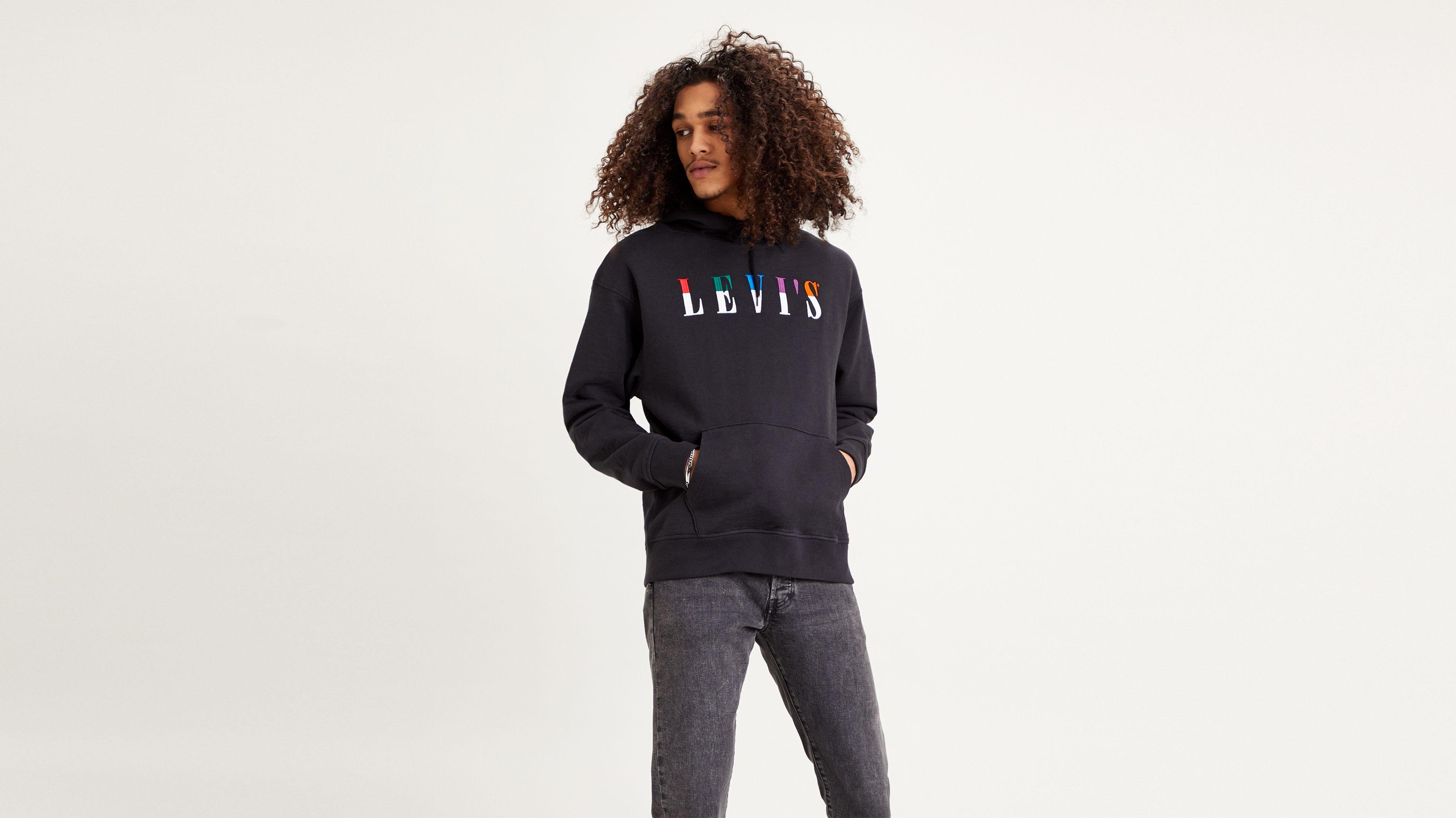 relaxed graphic serif hoodie