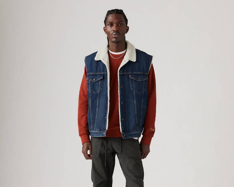 Levi s Sherpa Type Iii Trucker Vest in Black for Men Lyst UK