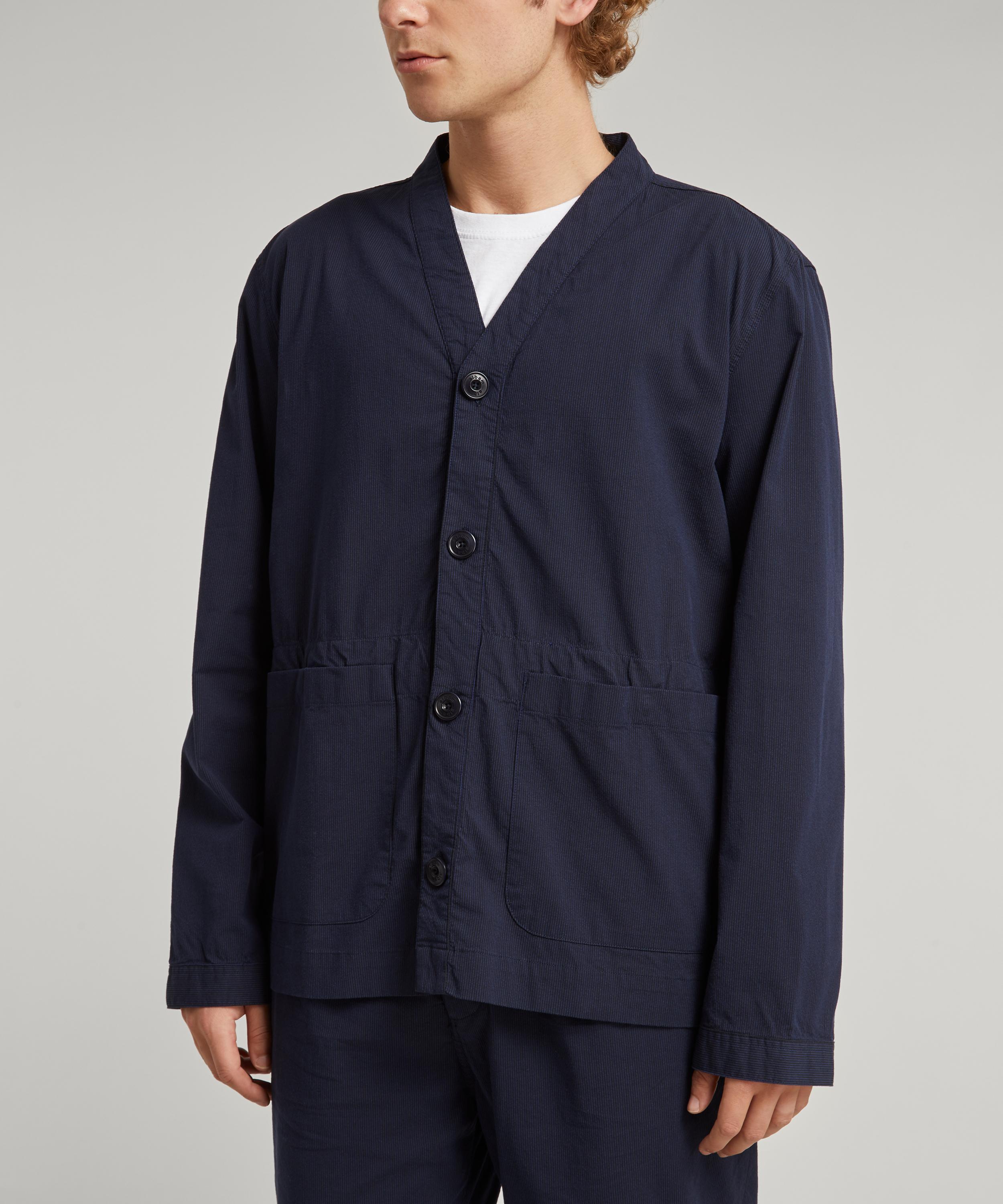 Albam Cotton Collarless Twill Work Jacket in Blue for Men - Lyst