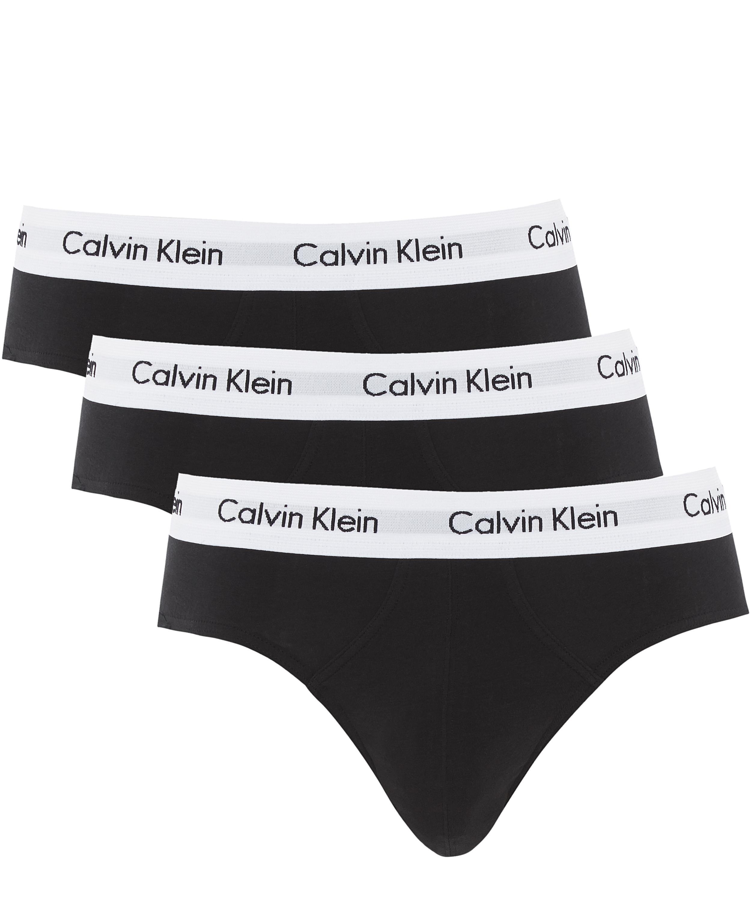 Calvin Klein Cotton Pack Of Three Hipster Briefs in Black for Men - Lyst