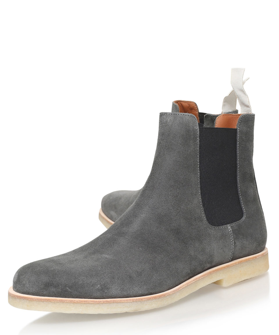 Lyst - Common Projects Grey Suede Chelsea Boots in Gray ...