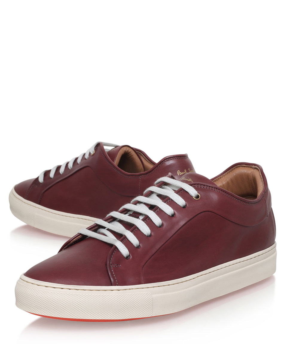 Paul Smith Leather Wine Nastro Low Trainers in Red for Men - Lyst