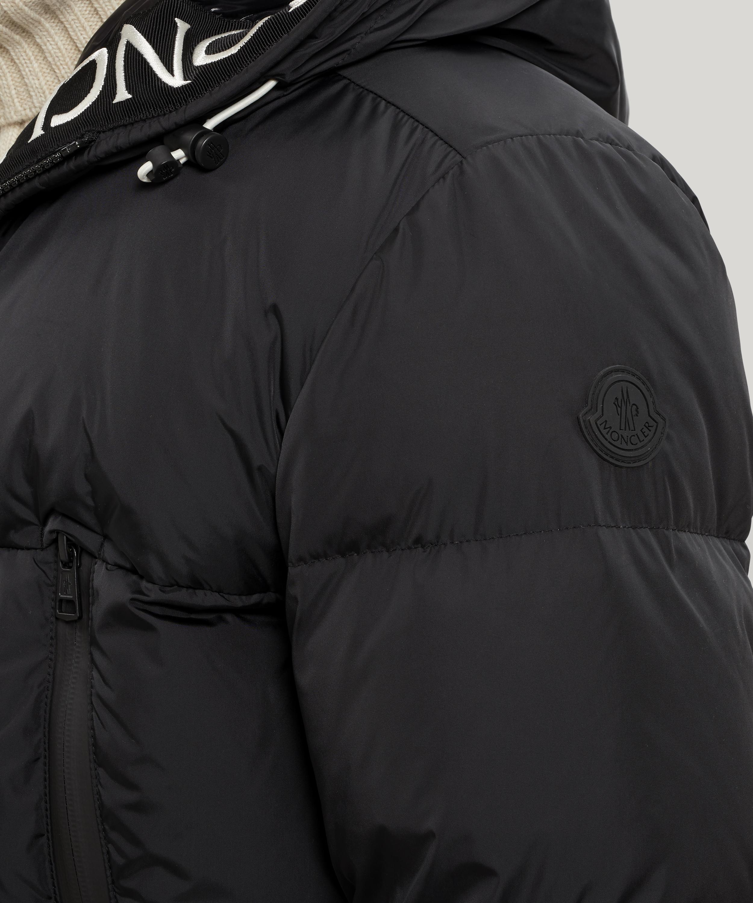 Moncler Synthetic Texttrimmed Hooded Puffer Jacket in Black for Men Lyst