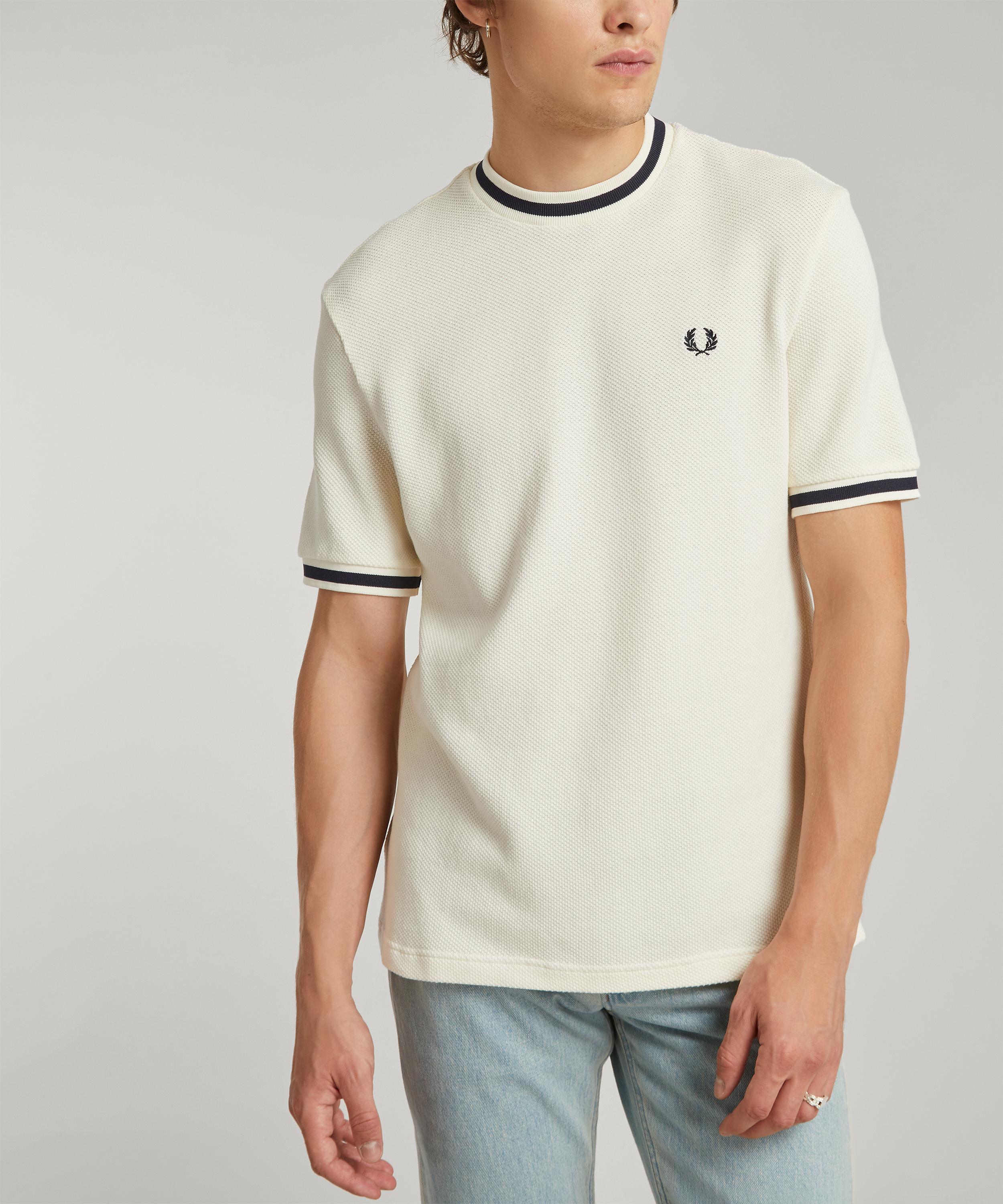 Fred Perry Cotton Textured Piqué T-shirt in Natural for Men - Lyst