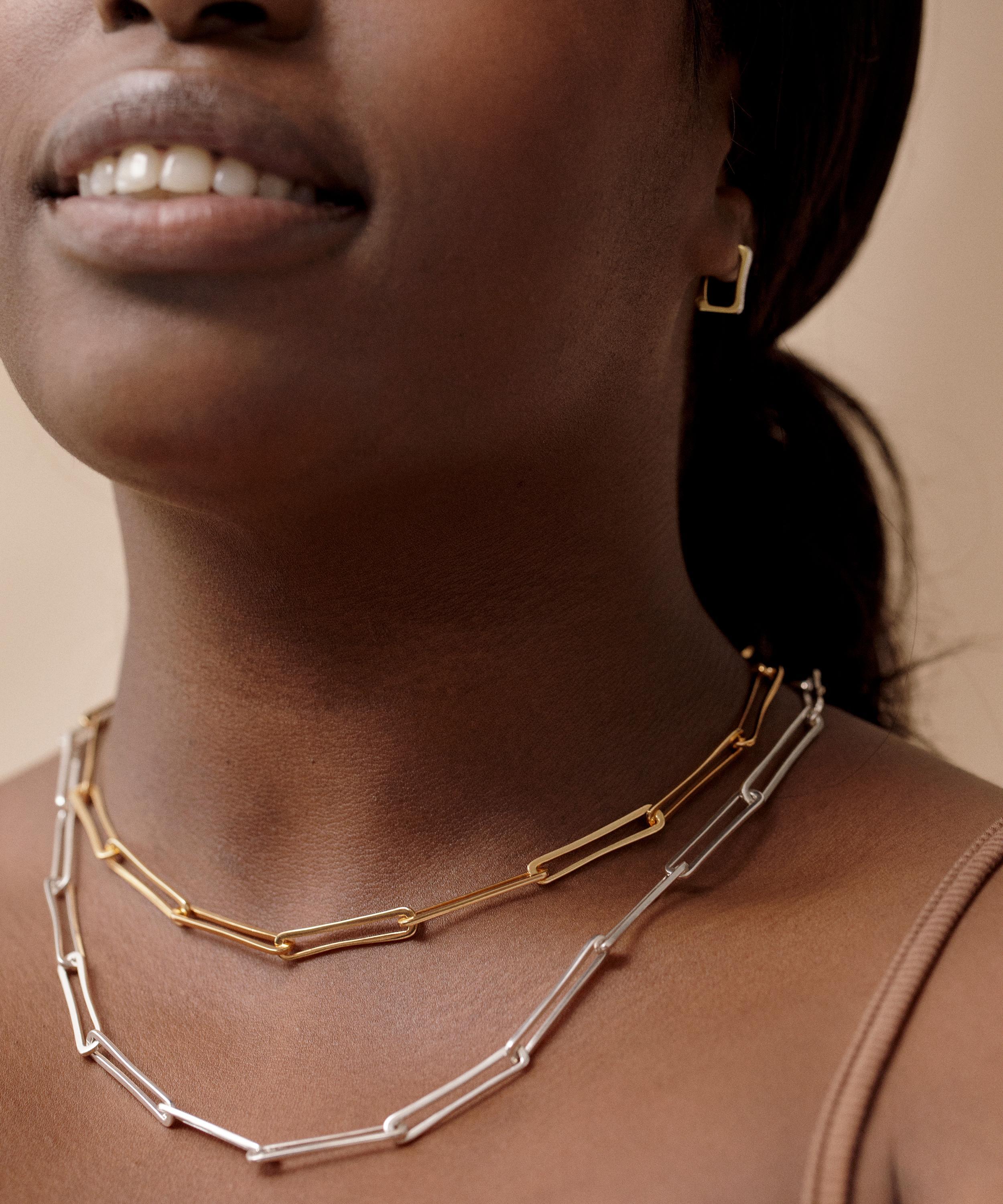 Monica Vinader - Alta Capture Mini Link Necklace in Silver at Nordstrom