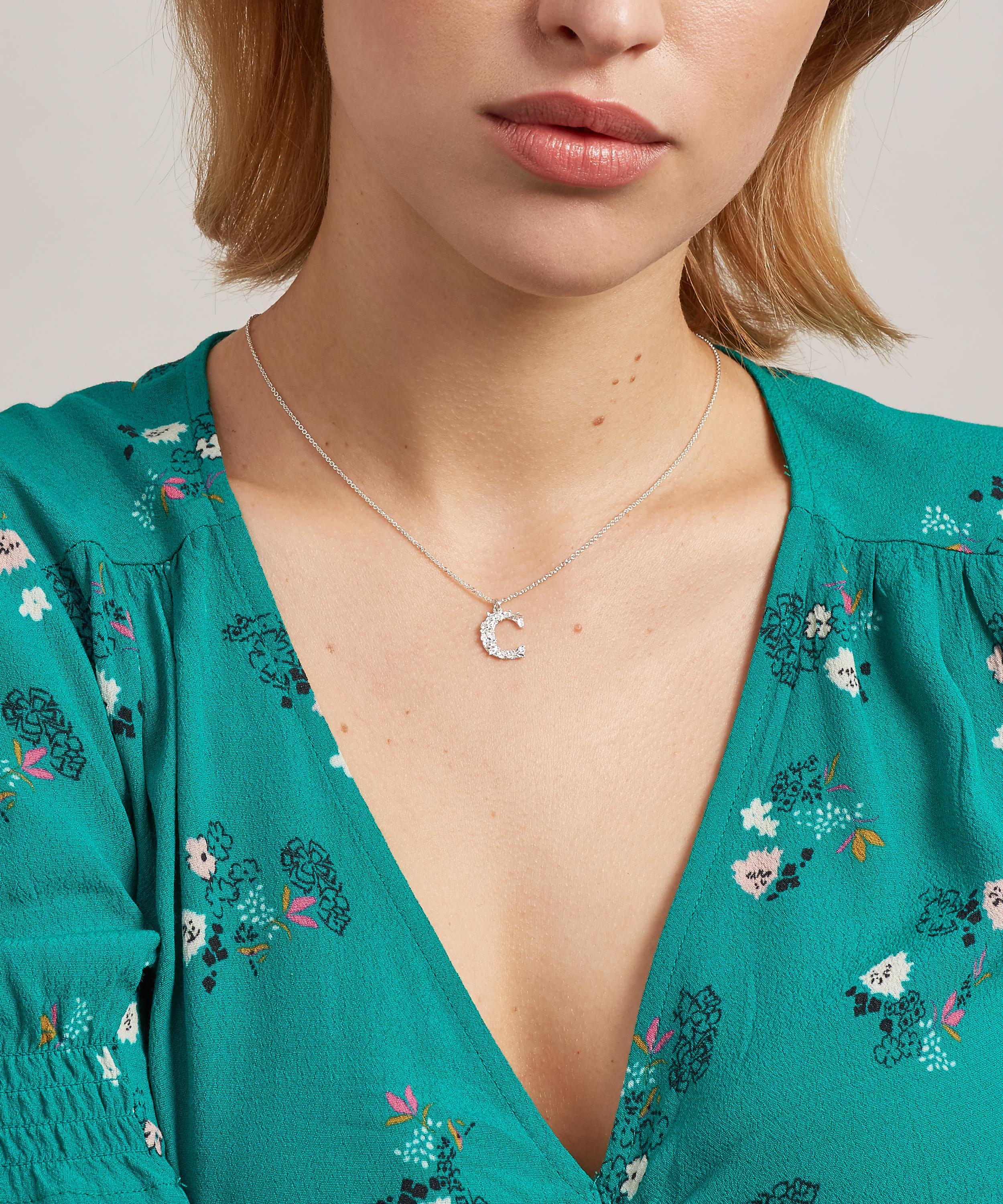 Alex Monroe Silver Floral Letter C Alphabet Necklace In Metallic Lyst