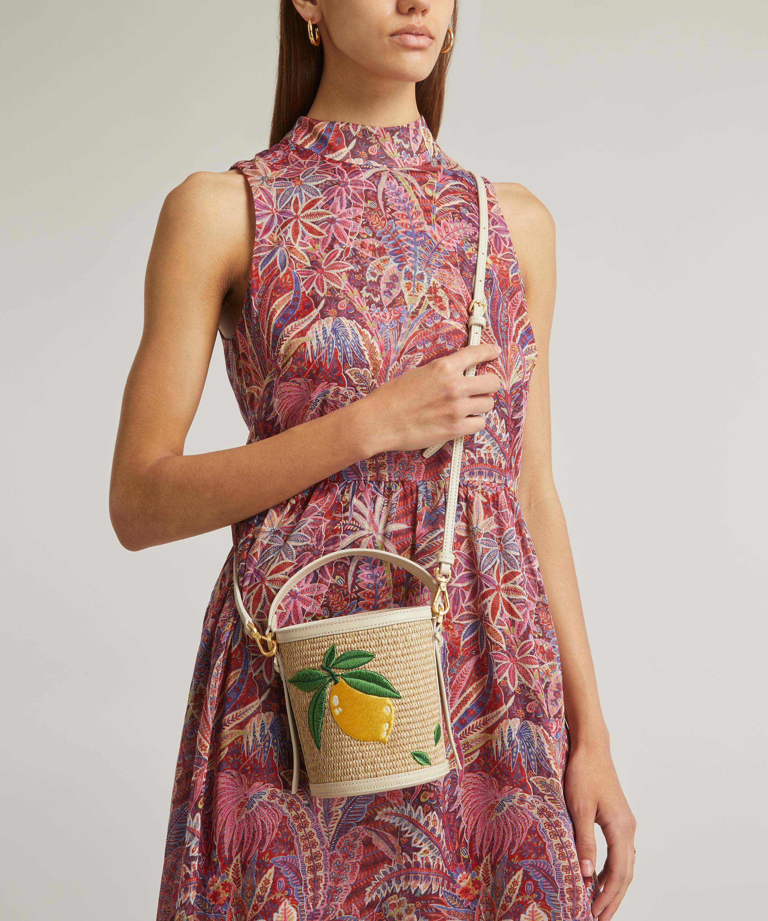 Liberty Women s Raffia Lemon Mini Bucket Bag in White Lyst UK