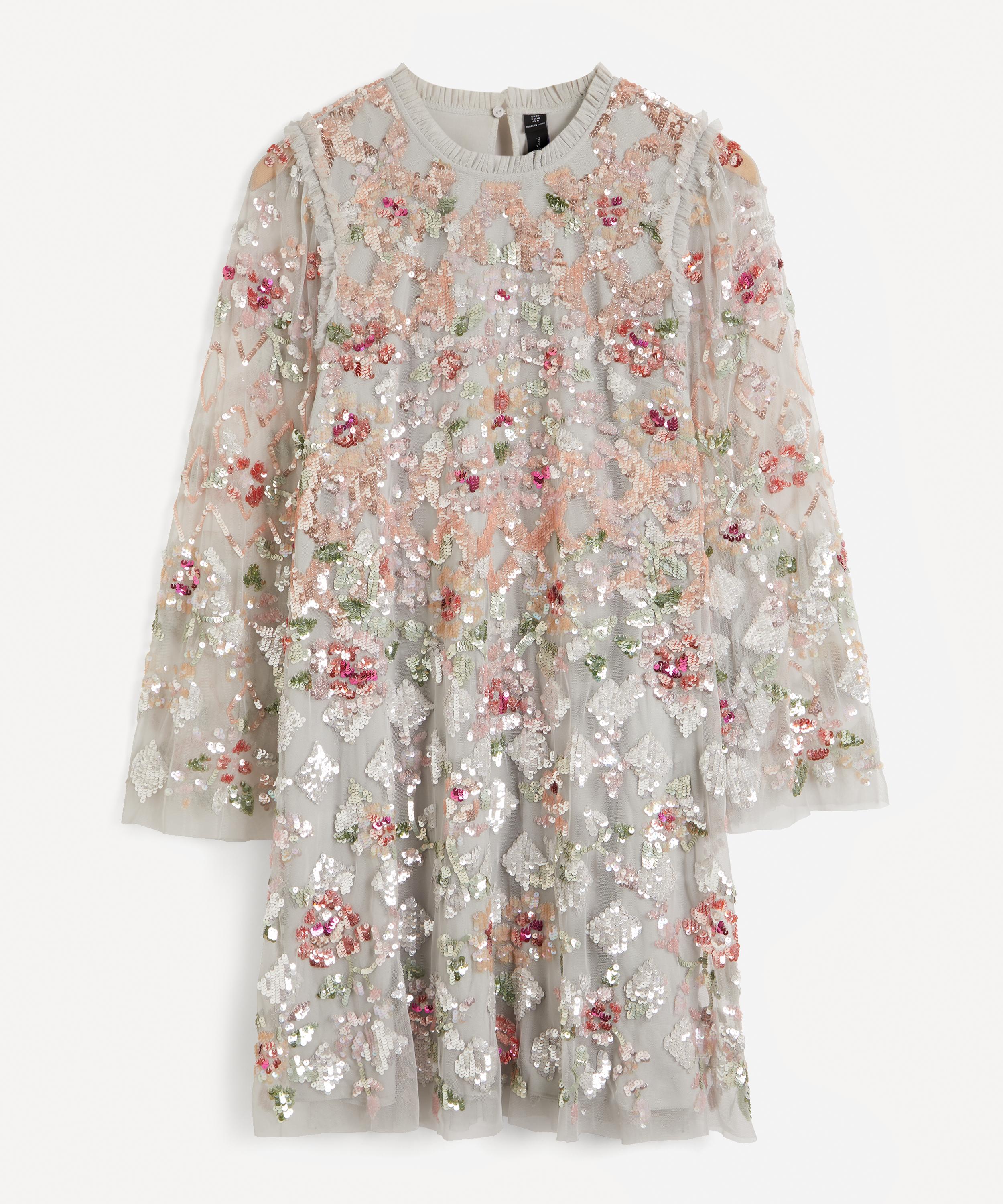 needle and thread deconstructed sequin gown