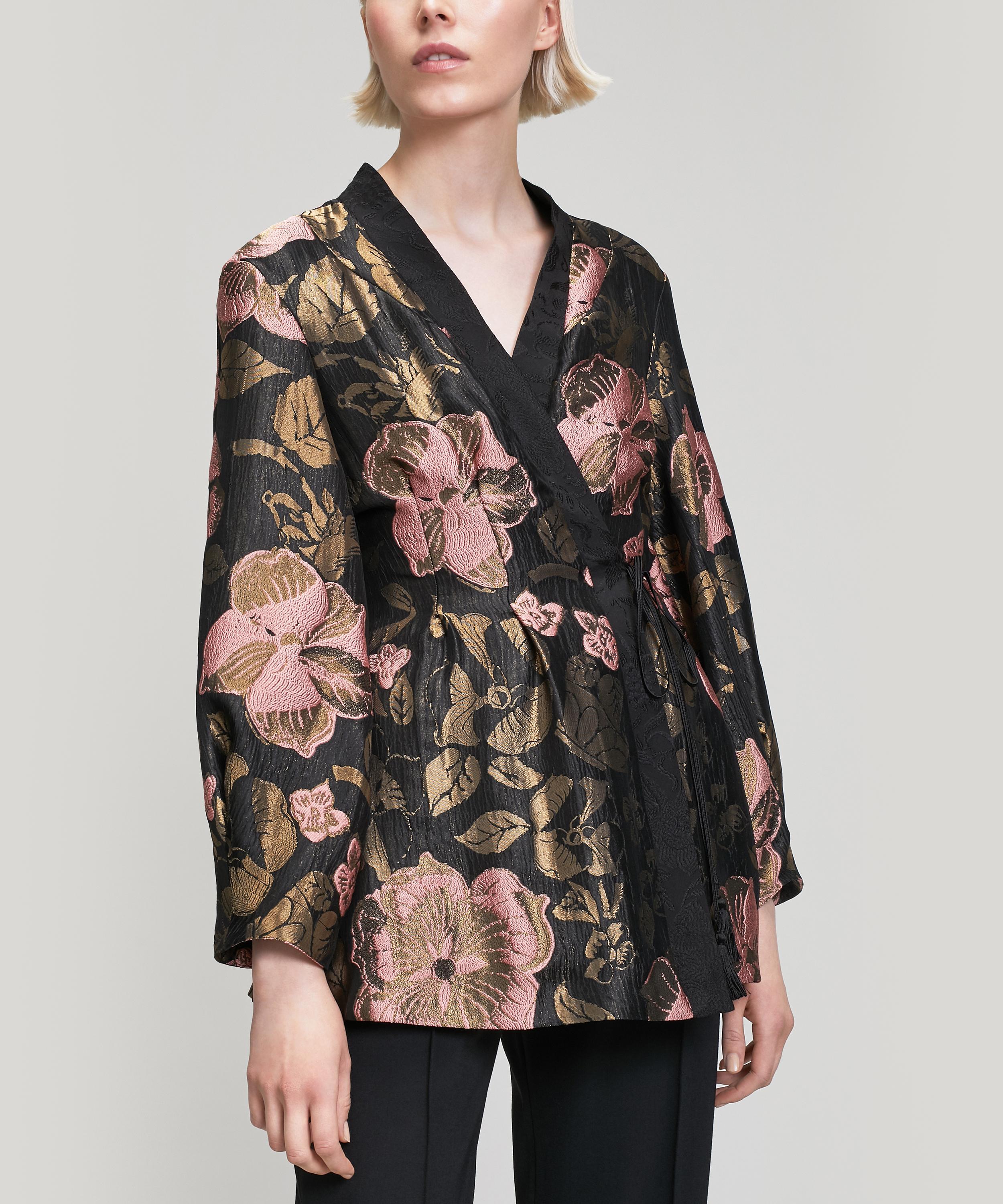 Lyst - Etro Floral Jacquard Kaftan Coat in Black