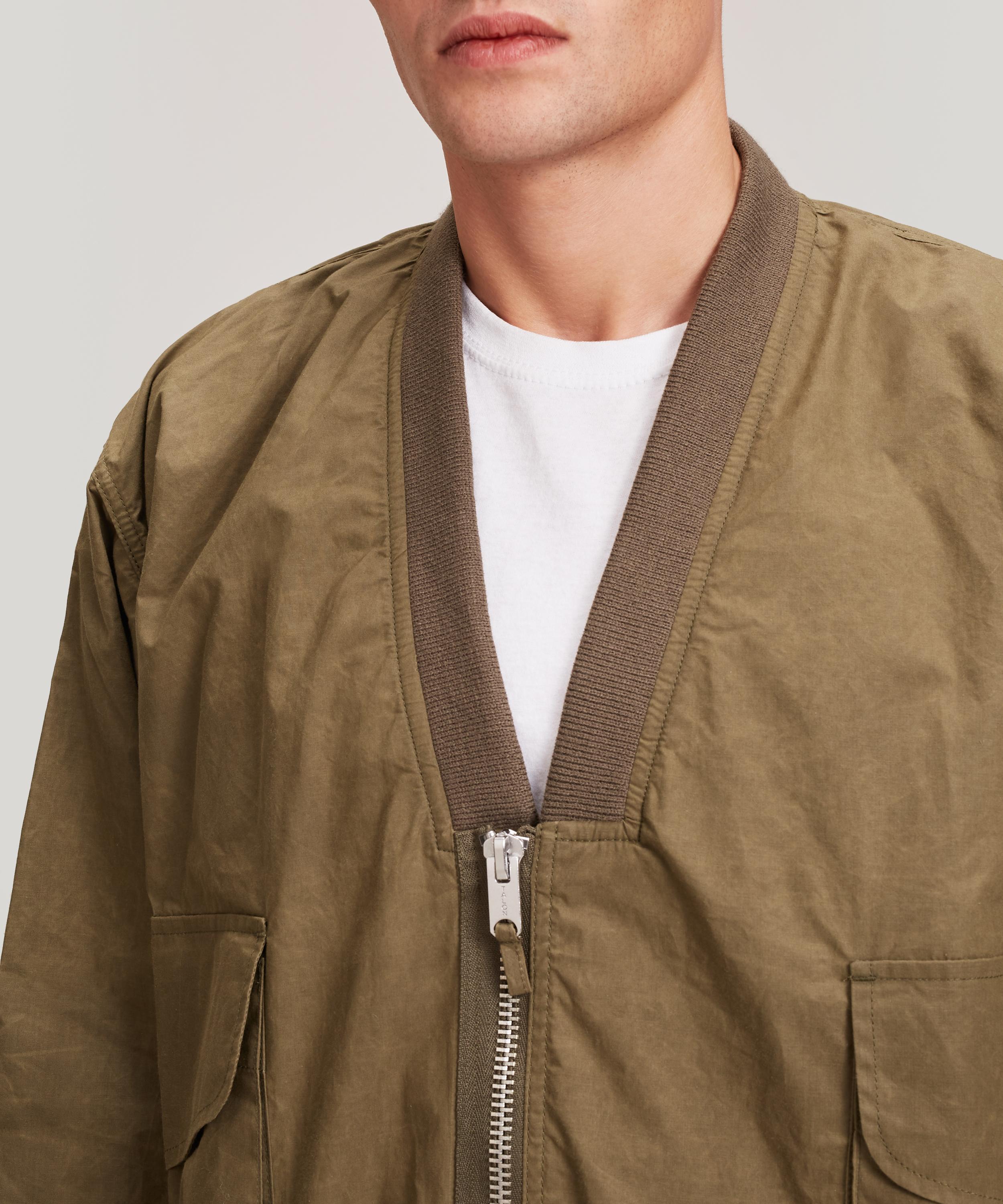 collarless bomber jacket