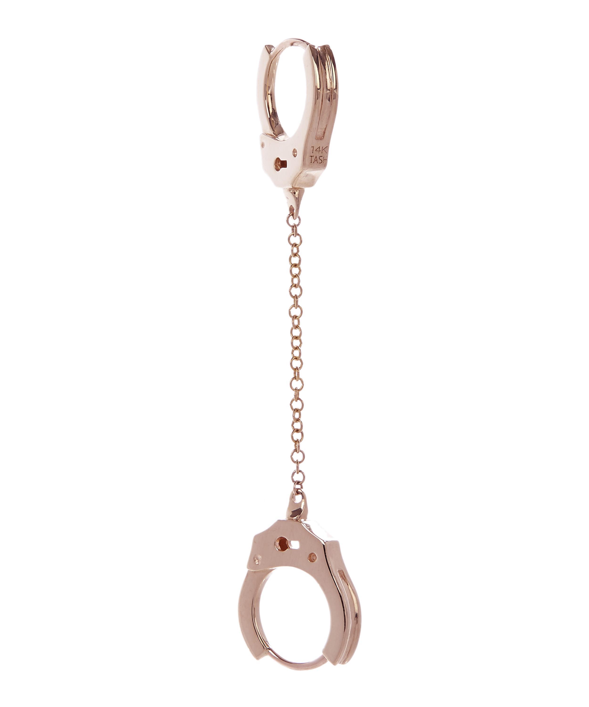 Maria Tash Double Handcuff And Medium Chain Earring in Rose Gold
