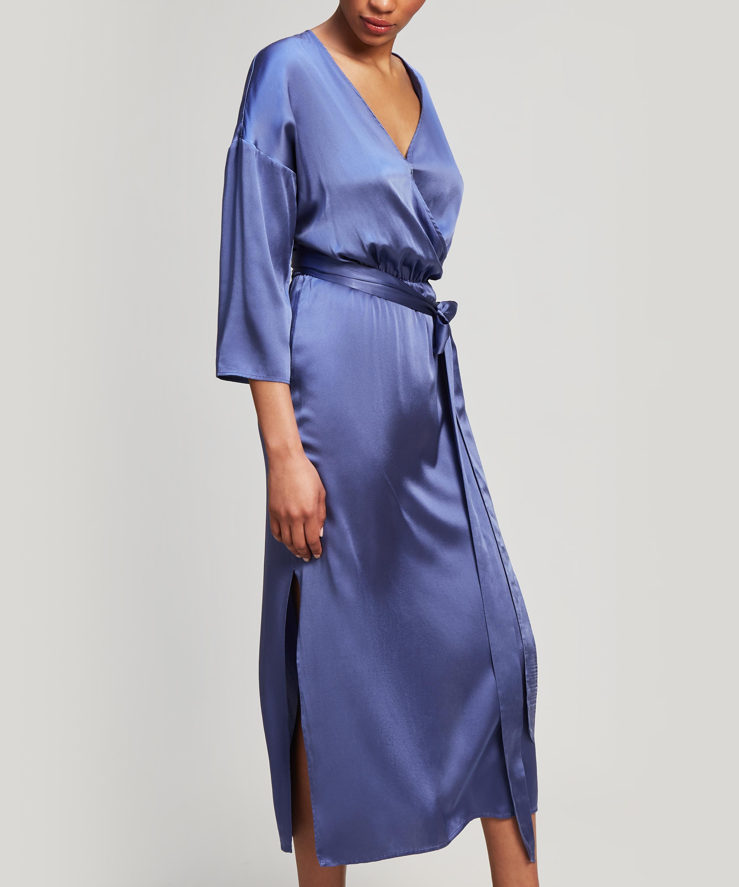 Paloma Wool Silk Leonor Wrap Midi-dress in Blue - Lyst