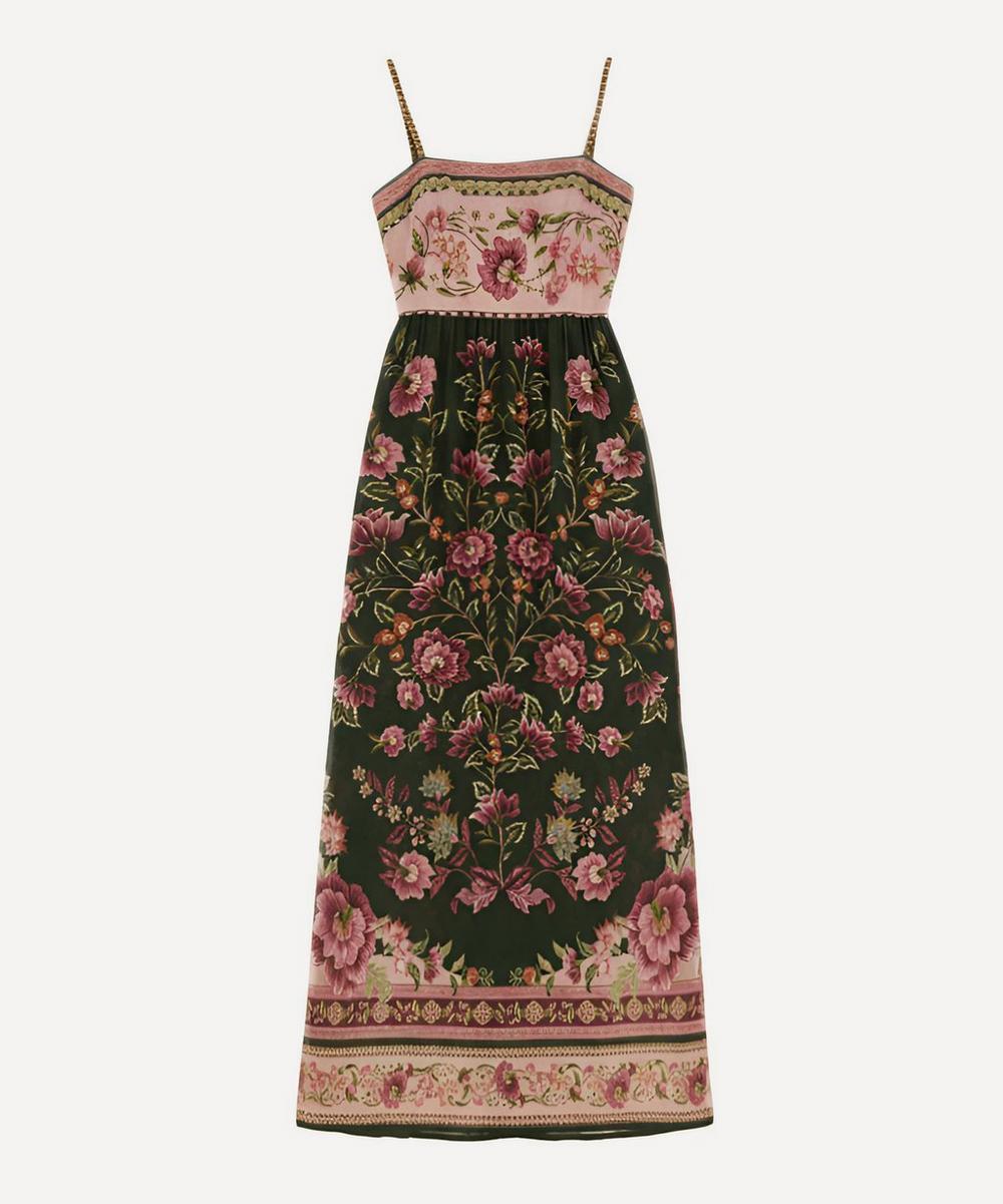 knee length dresses for ladies Farm Rio Women's Garden Sleeveless Midi Dress  Saint Bernard