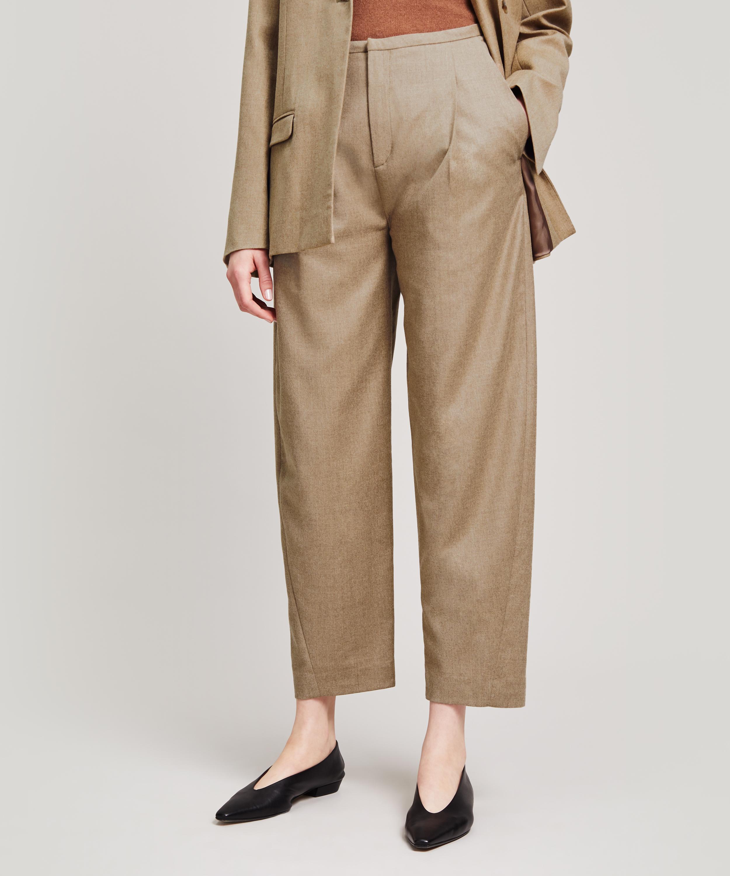 Totême Wool Flannel Trousers in Natural 